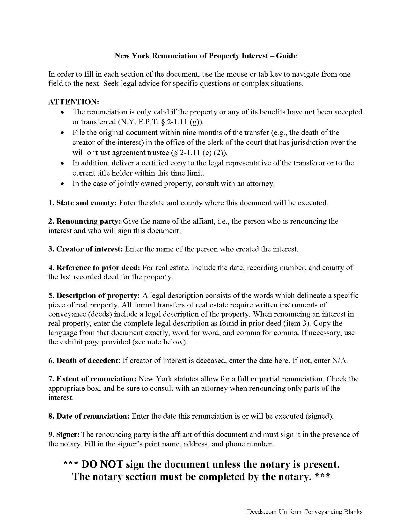 Washington County Disclaimer of Interest Guide
