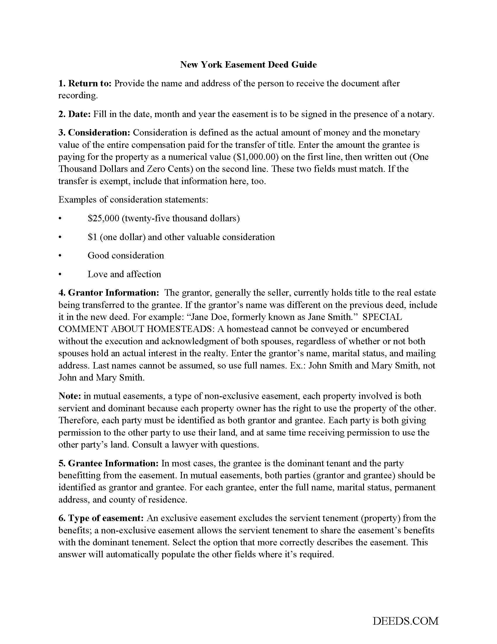 Oswego County Easement Deed Guide