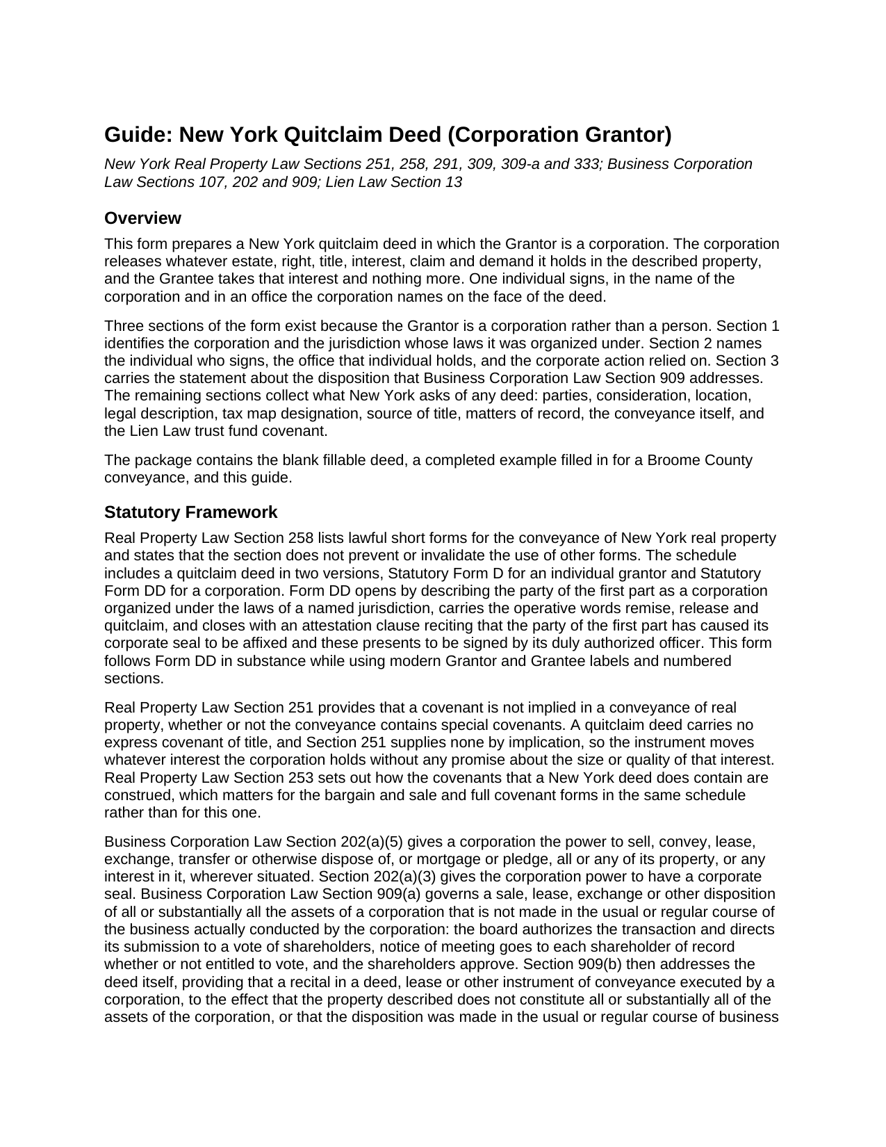 Jefferson County Quitclaim Deed (Corporation Grantor) Guide