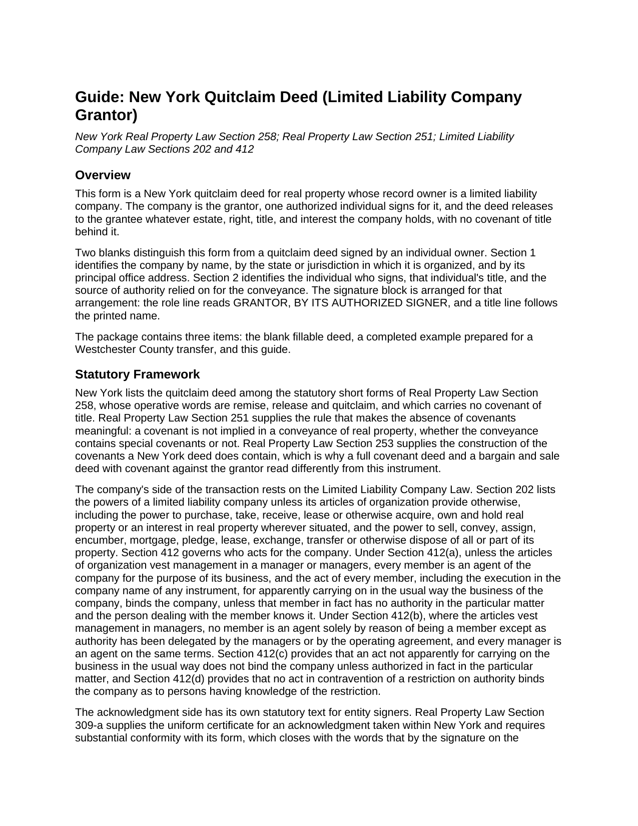 Kings County Quitclaim Deed (LLC Grantor) Guide