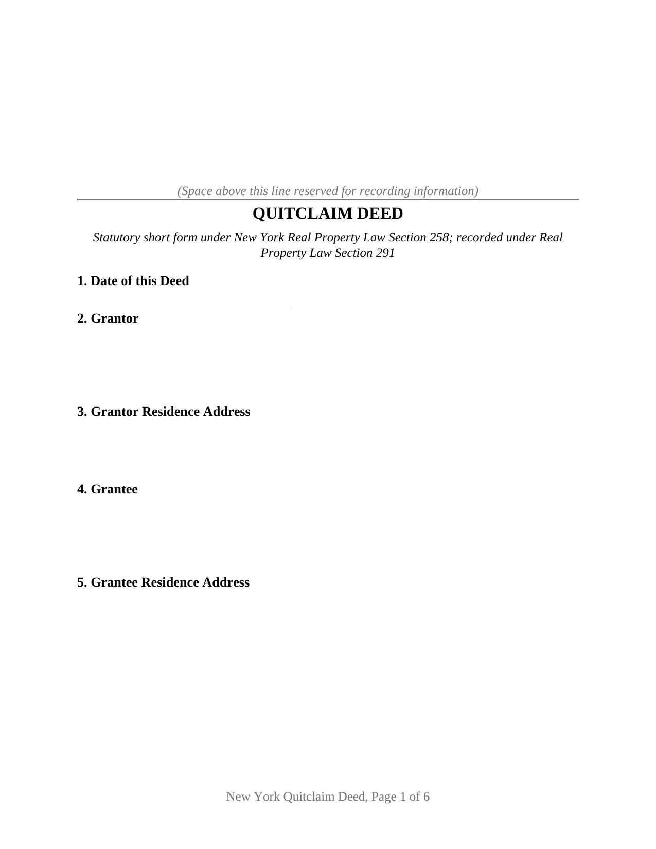 Warren County Quitclaim Deed Form