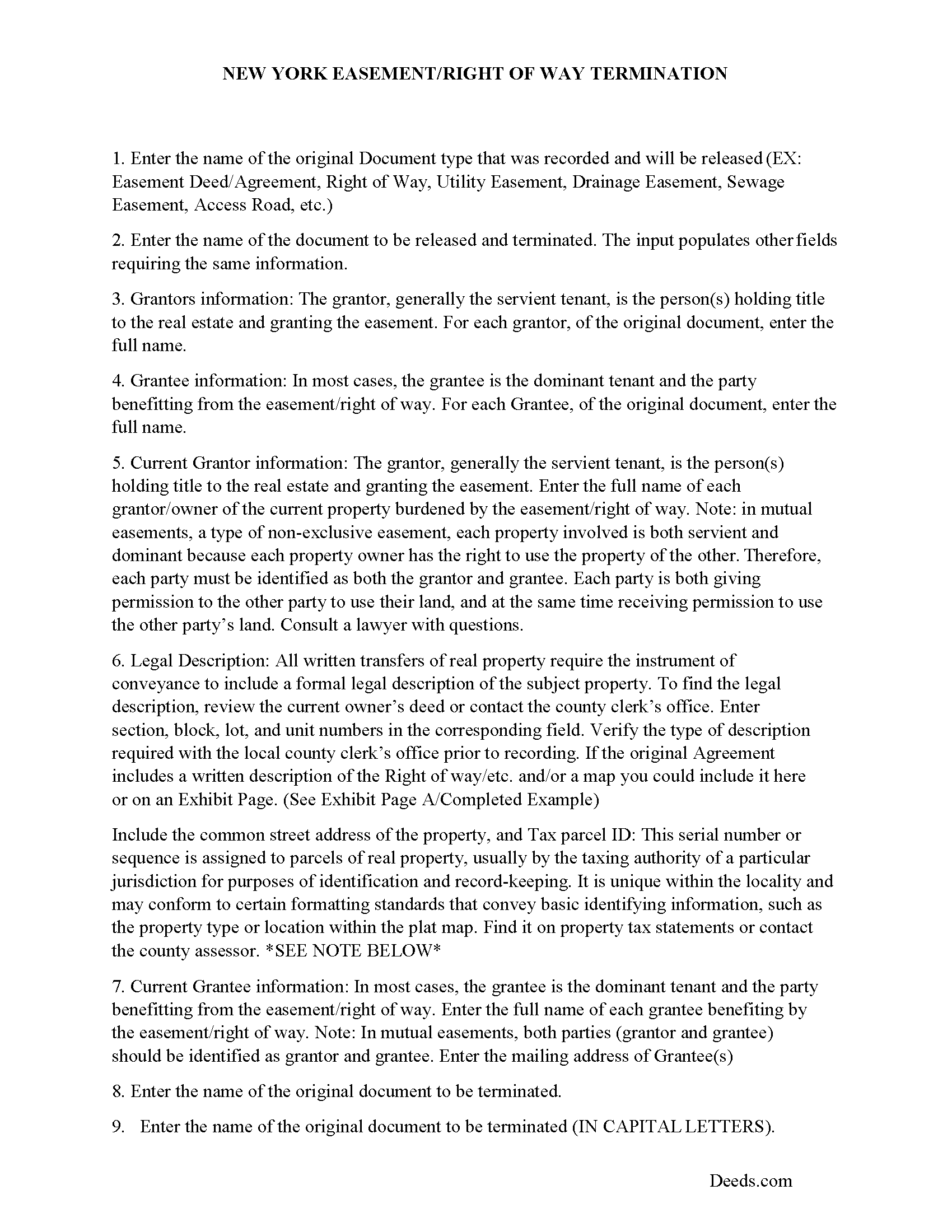 Washington County Guidelines for Release of Easement