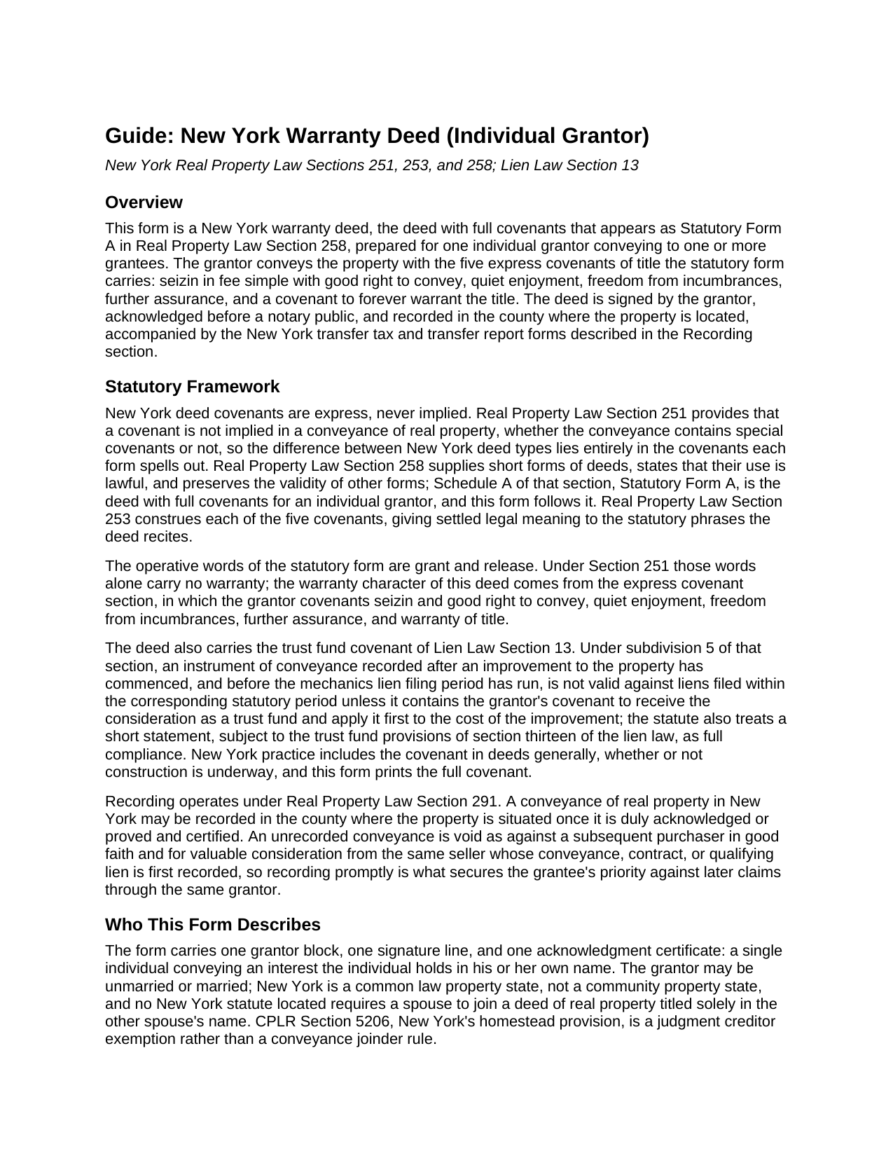 Montgomery County Warranty Deed (Individual Grantor) Guide