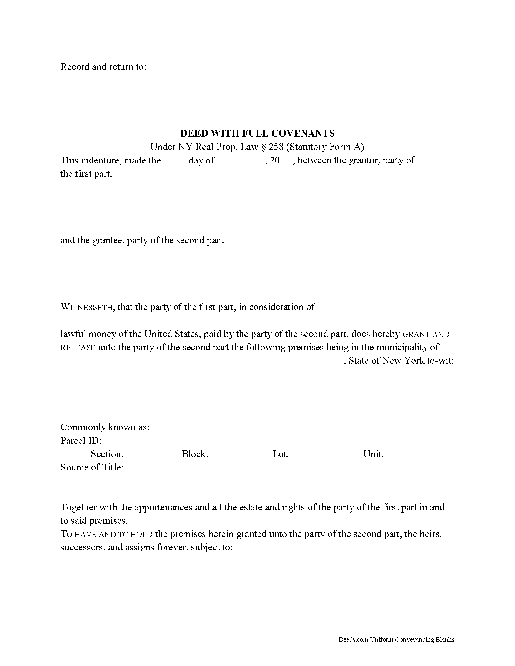 Warranty Deed Form