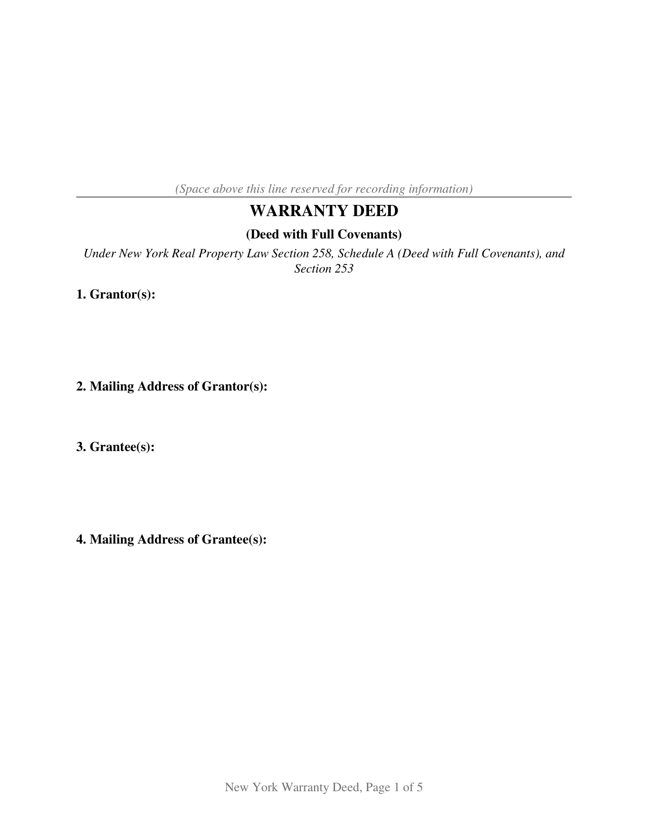 Delaware County Warranty Deed Form