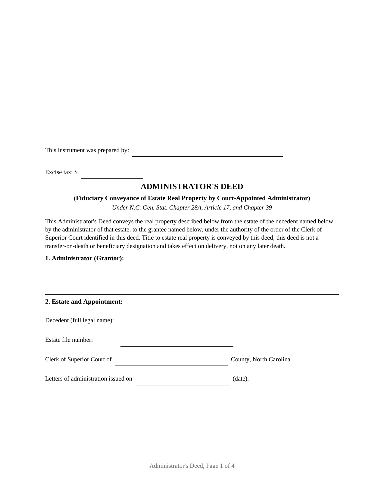 Rutherford County Administrators Deed Form