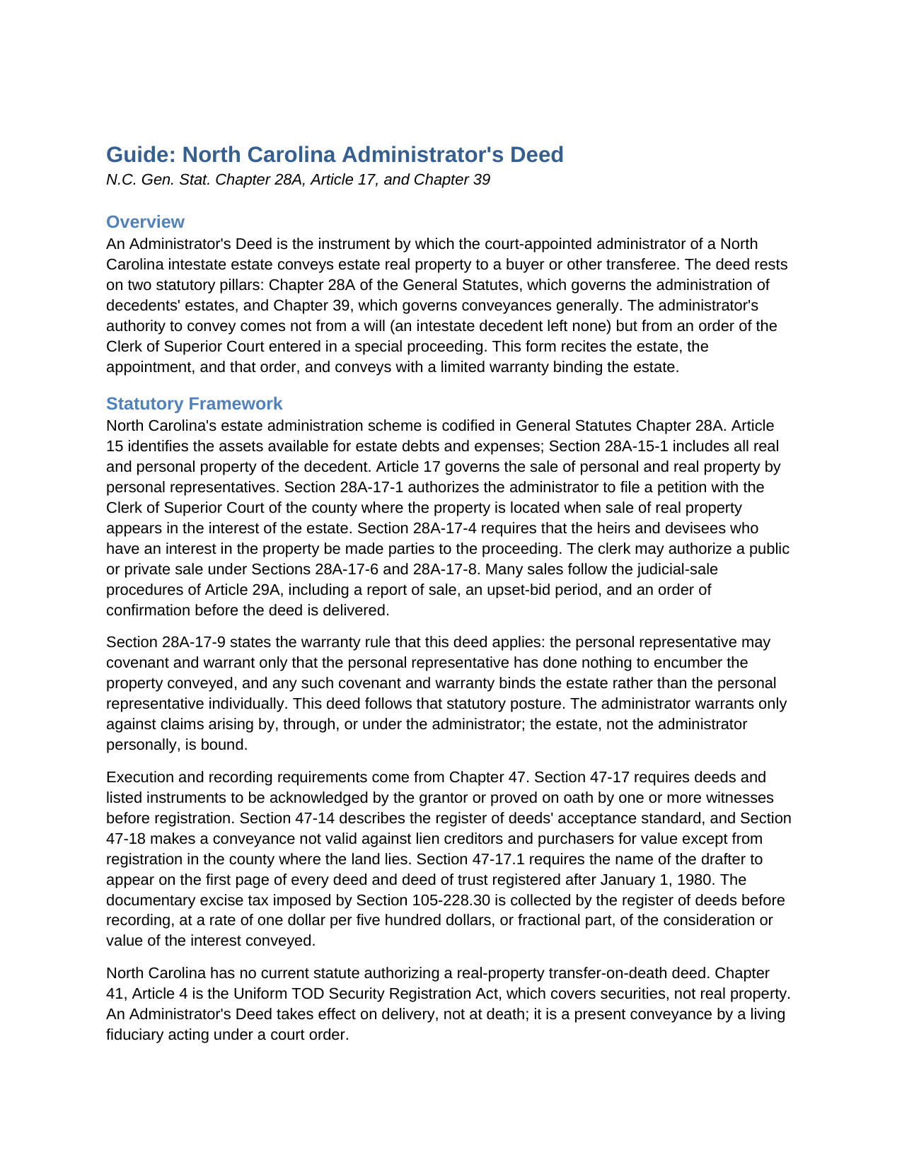 Rutherford County Administrators Deed Guide