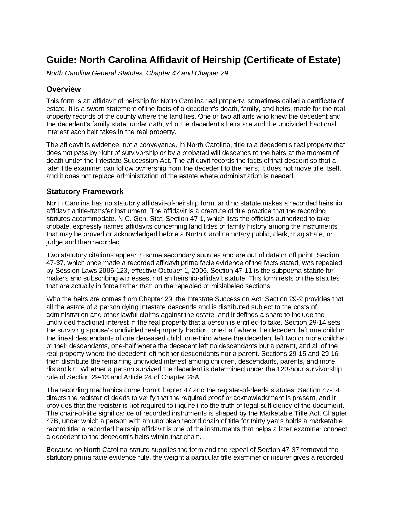 Sampson County Affidavit of Heirship (Certificate of Estate) Guide