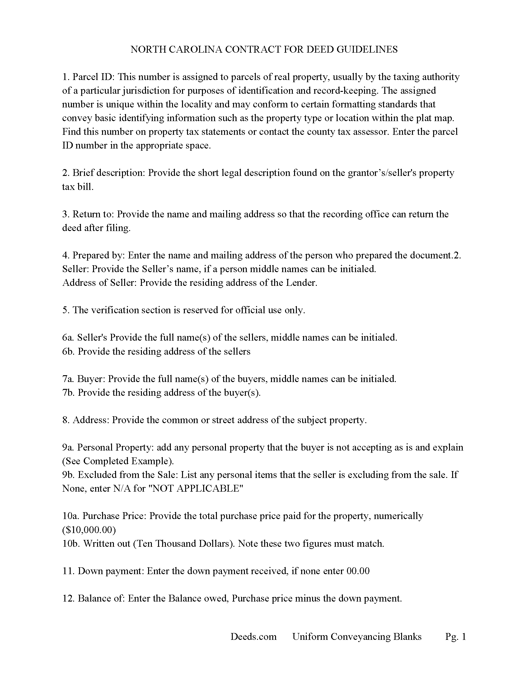 Iredell County Contract for Deed Guidelines
