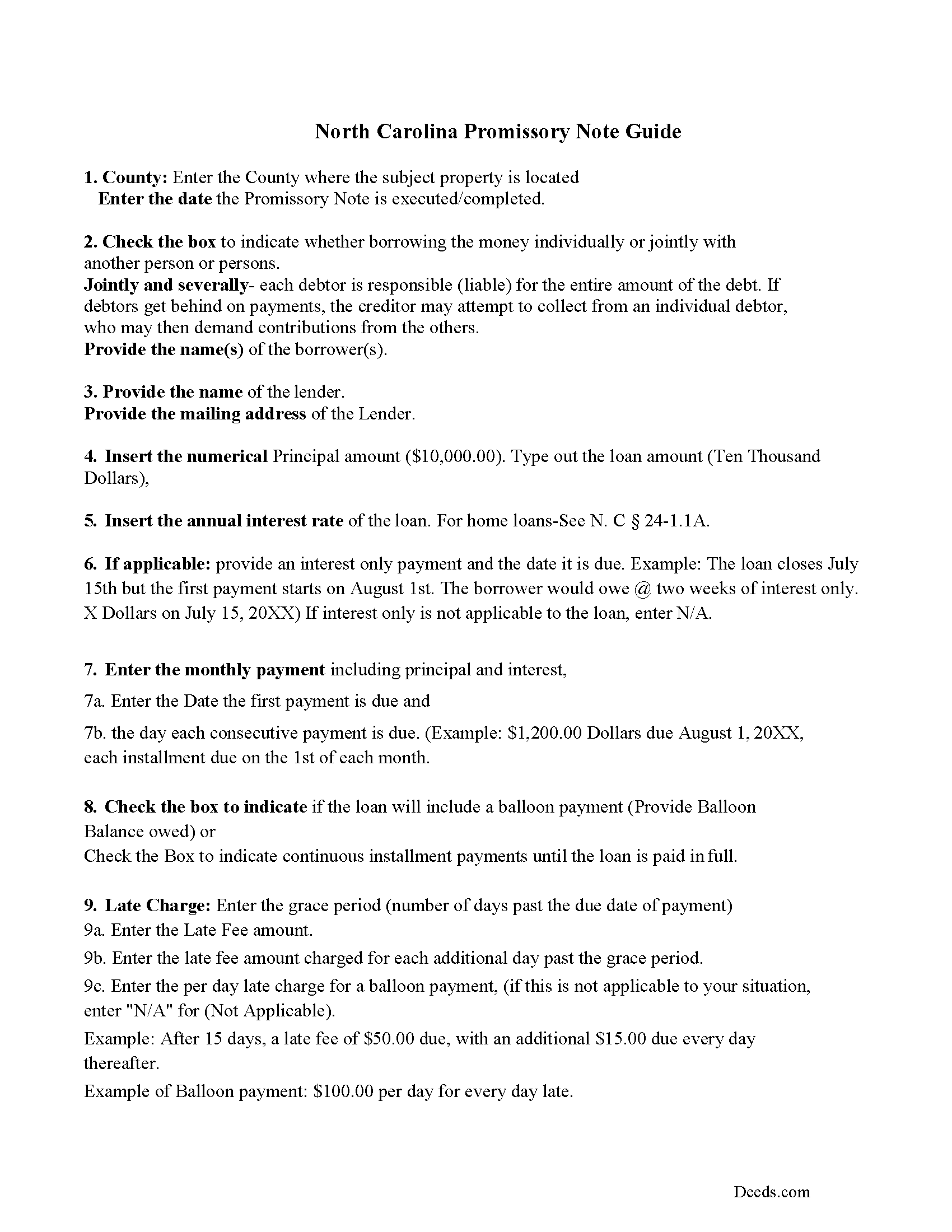 Promissory Note Guidelines