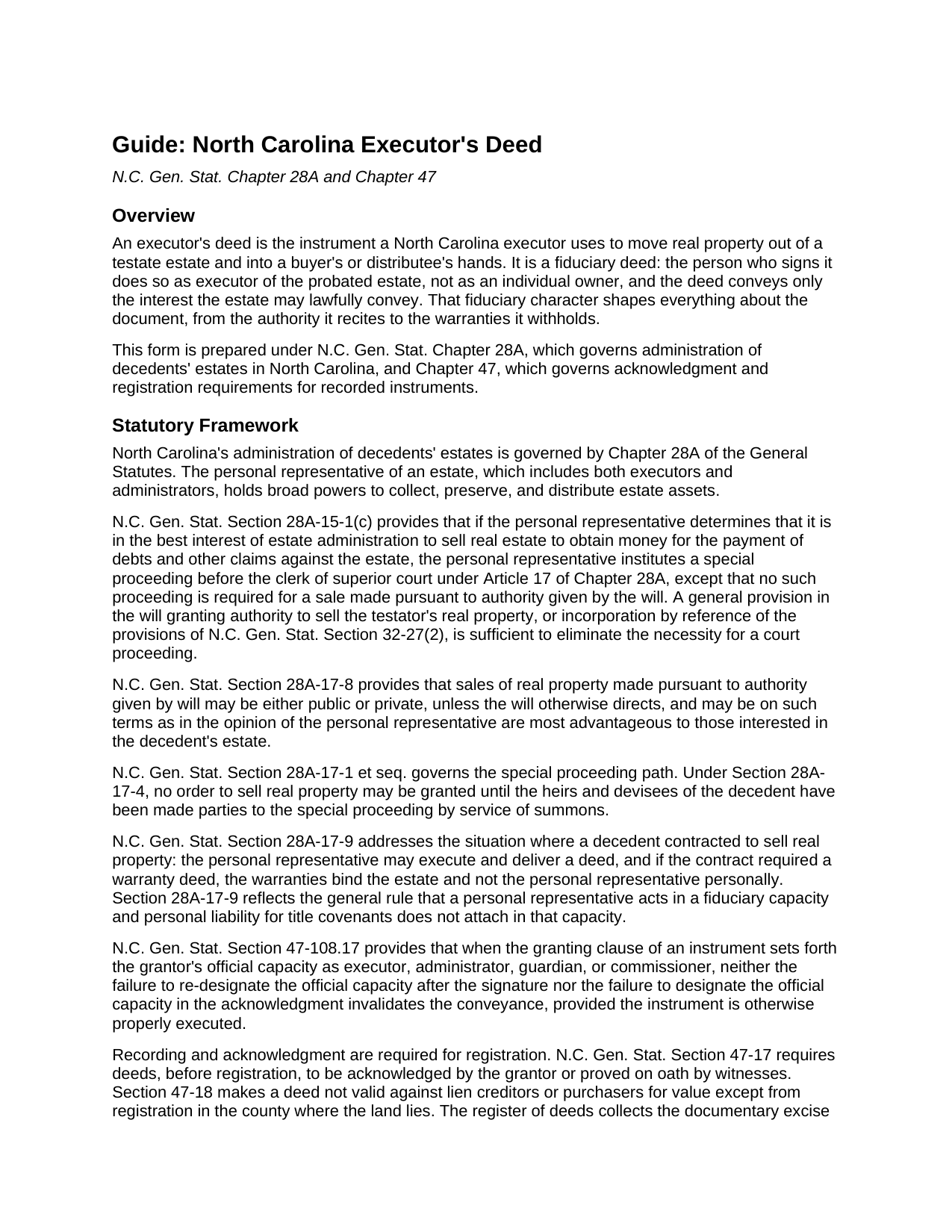 Haywood County Executors Deed Guide