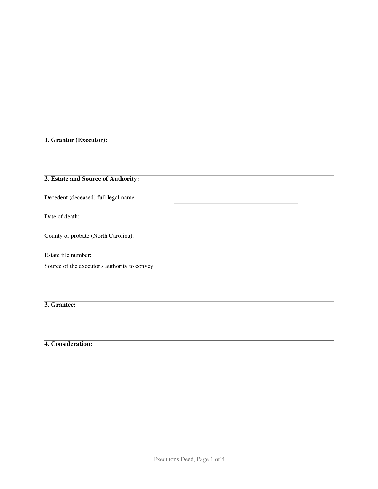 Haywood County Executors Deed Form