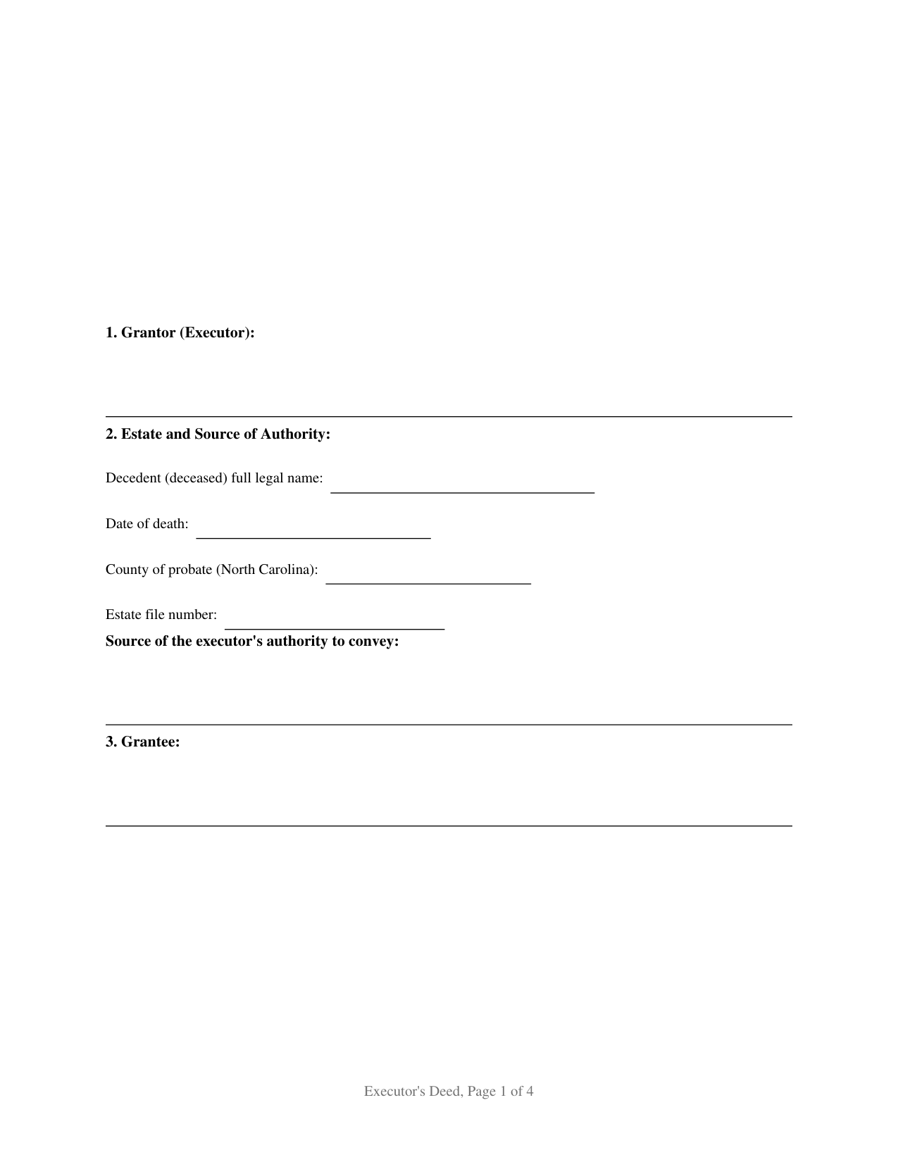 Rutherford County Executors Deed Form