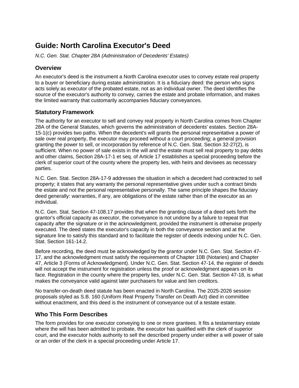 Rutherford County Executors Deed Guide
