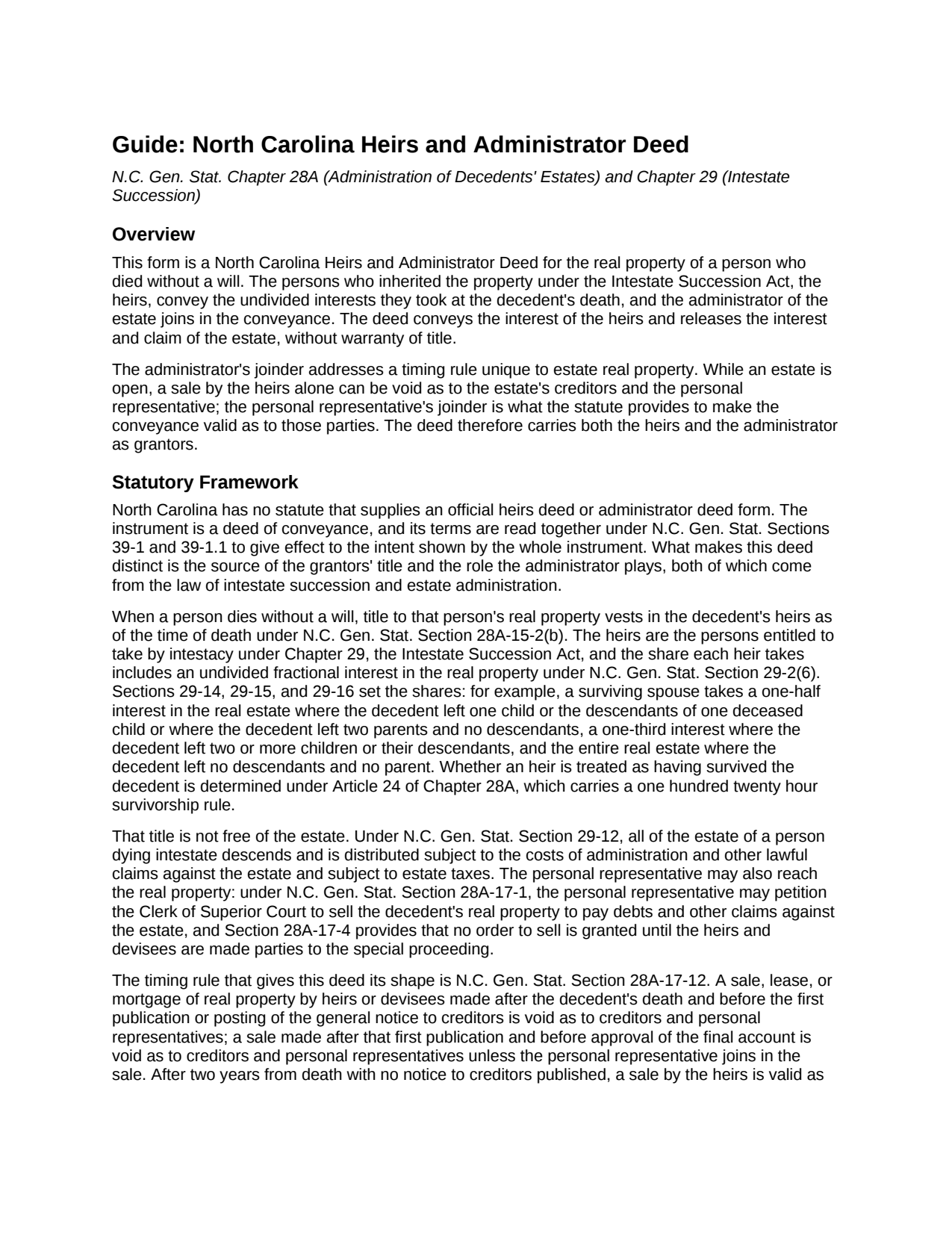 Sampson County Heirs and Administrator Deed Guide