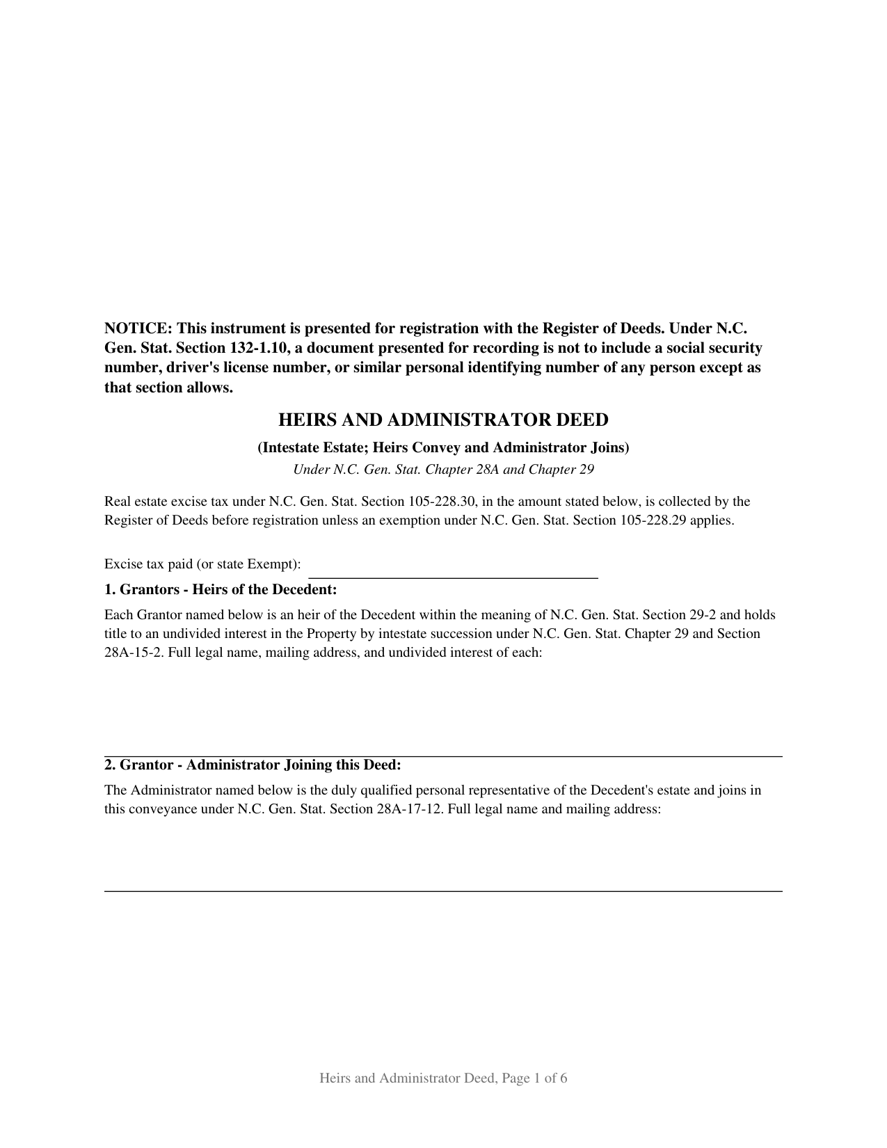 Haywood County Heirs and Administrator Deed Form