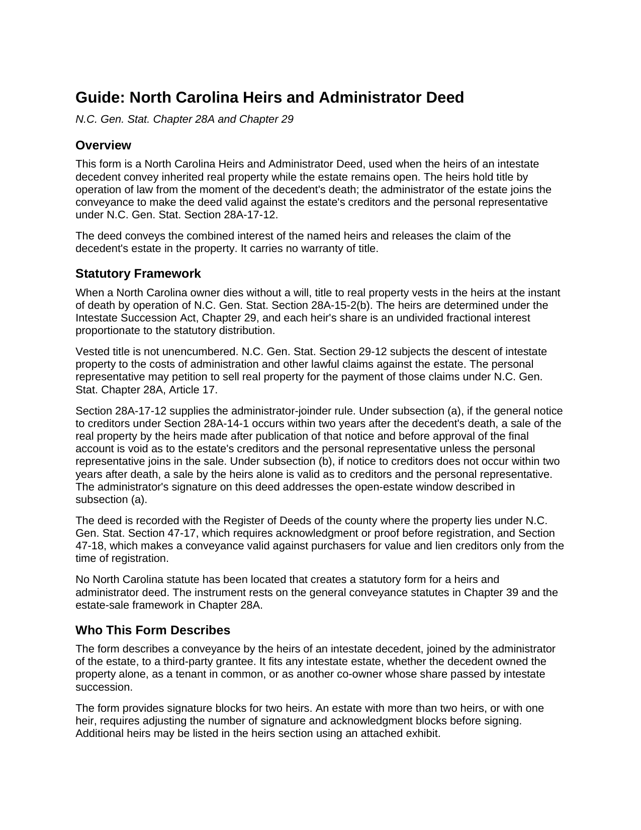 Haywood County Heirs and Administrator Deed Guide