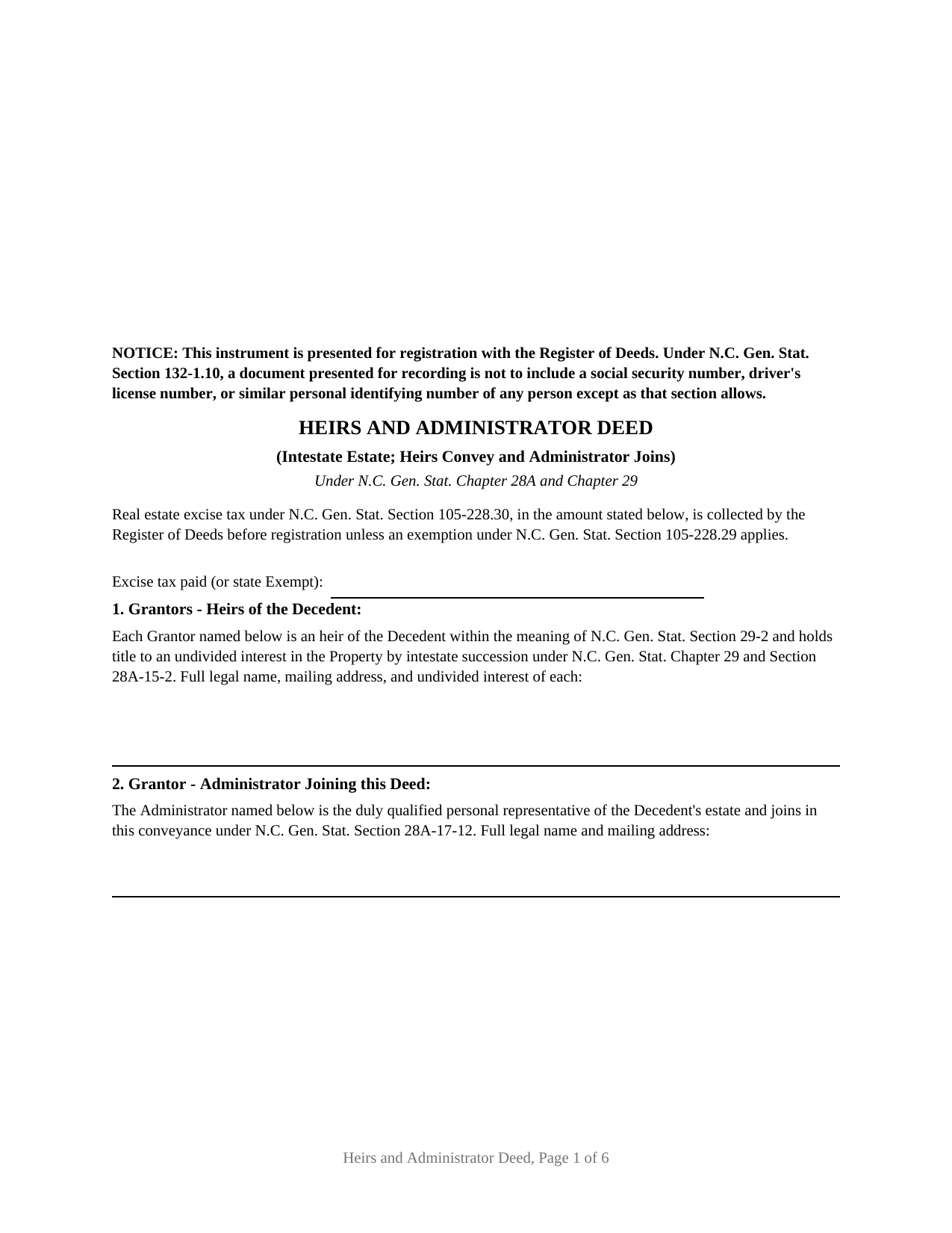 Rutherford County Heirs and Administrator Deed Form