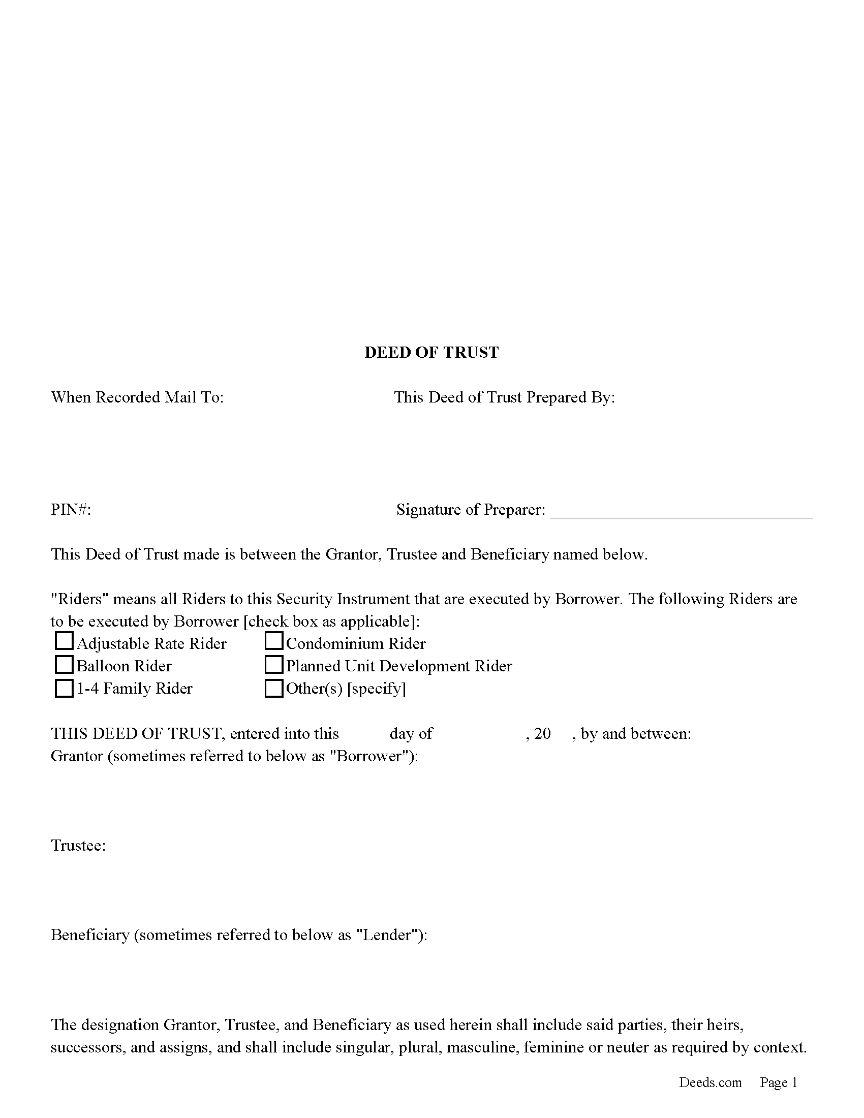 North Carolina Deed of Trust Image