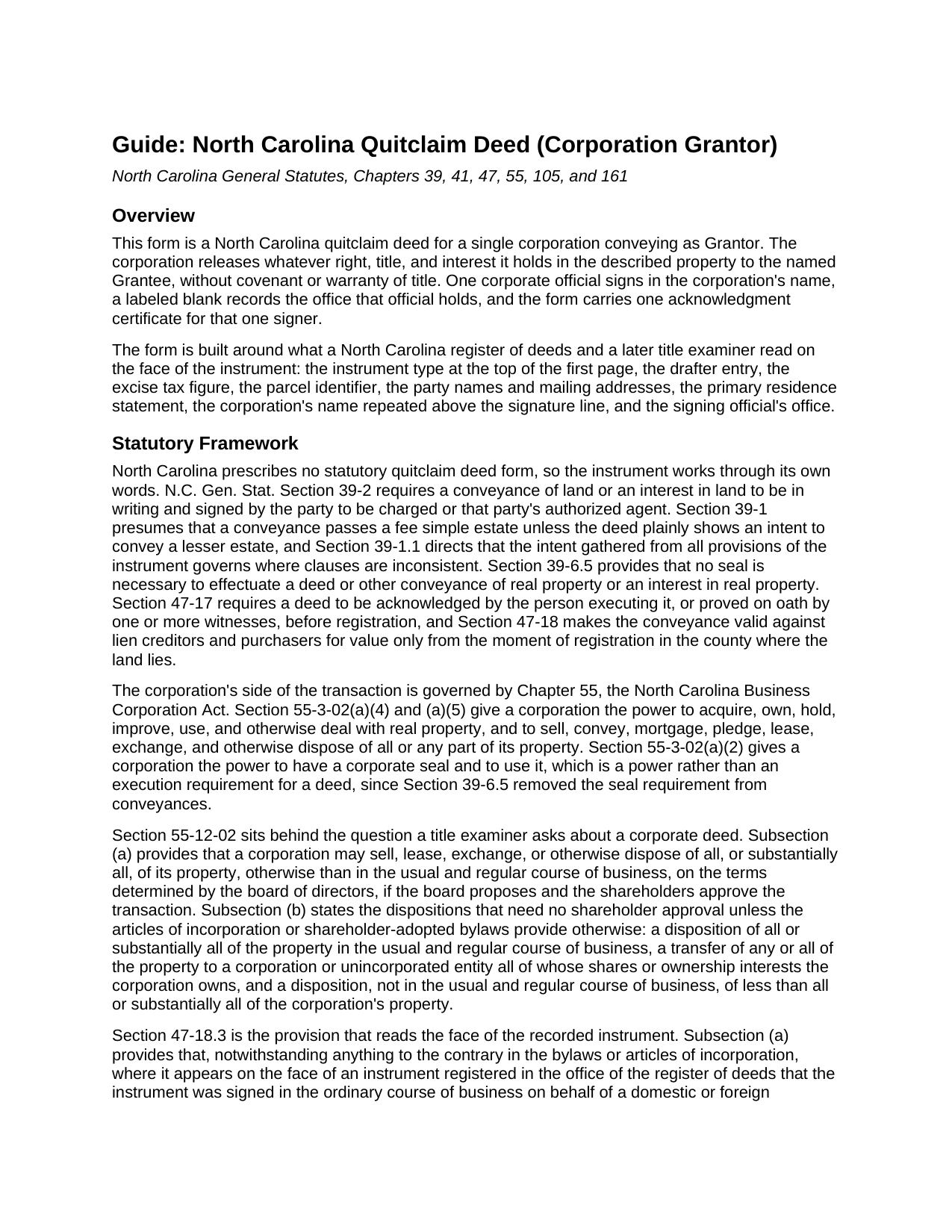 Jackson County Quitclaim Deed (Corporation Grantor) Guide