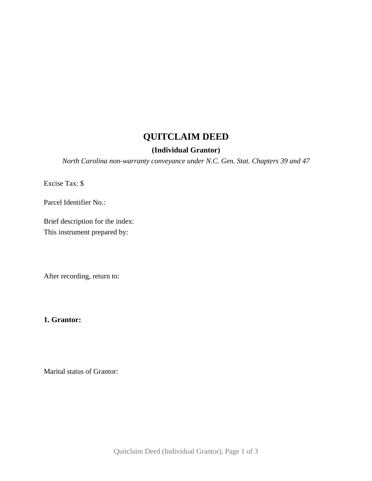 Polk County Quitclaim Deed (Individual Grantor) Form