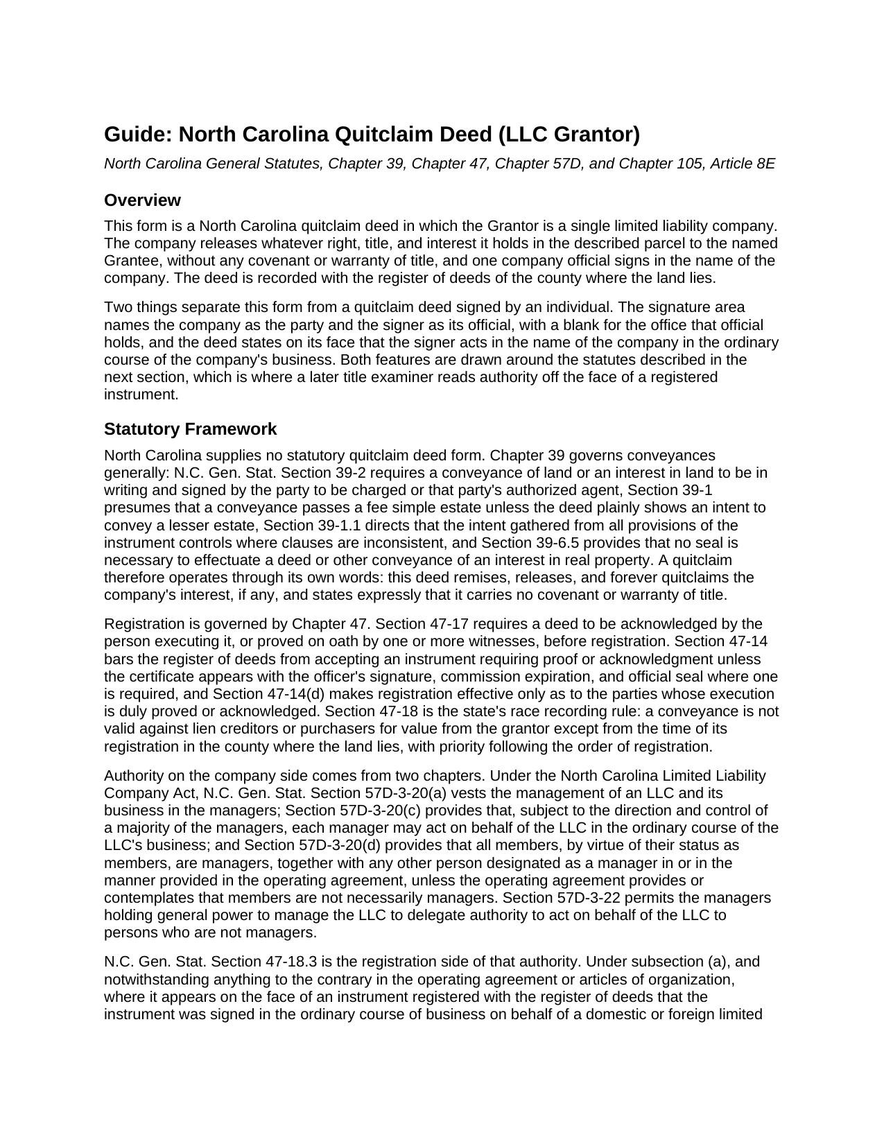 Burke County Quitclaim Deed (LLC Grantor) Guide