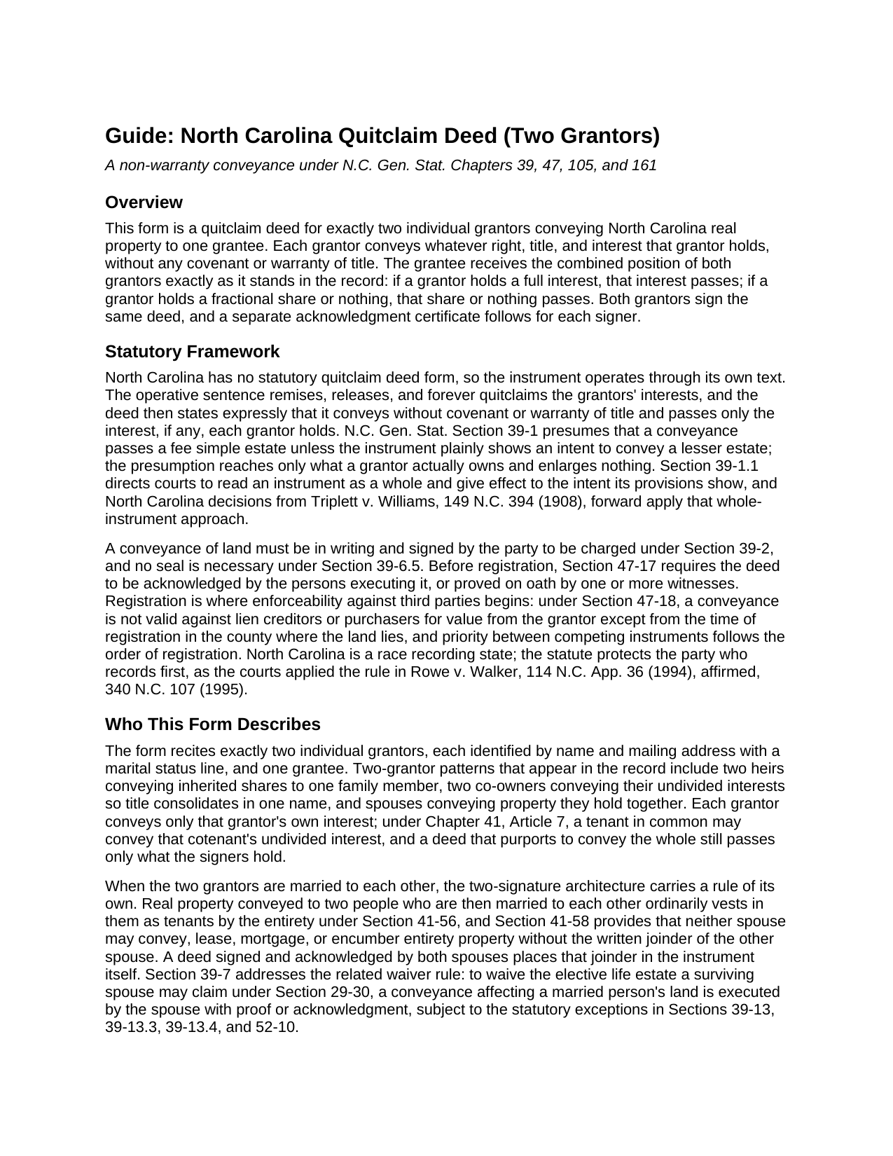 Polk County Quitclaim Deed (Two Grantors) Guide