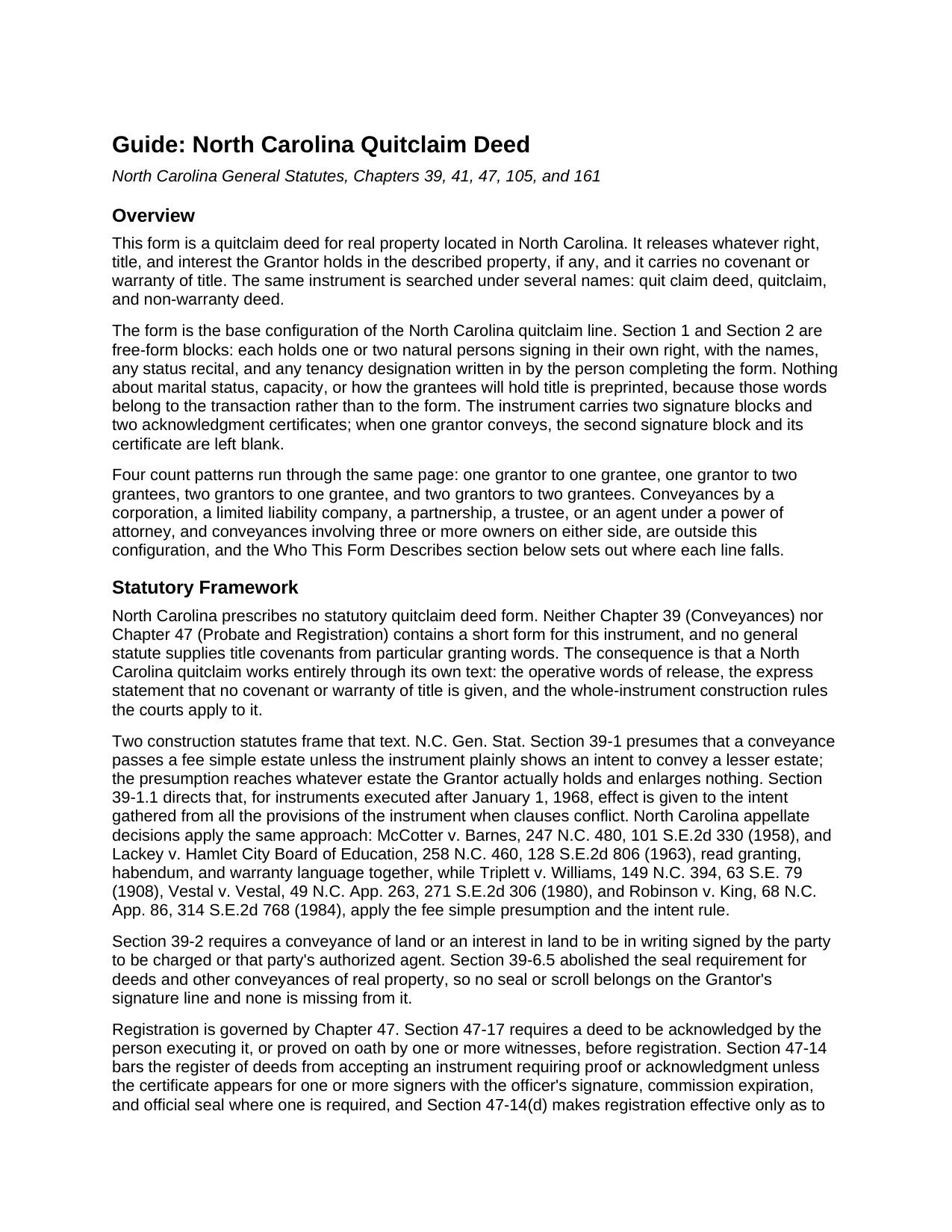 Durham County Quitclaim Deed Guide