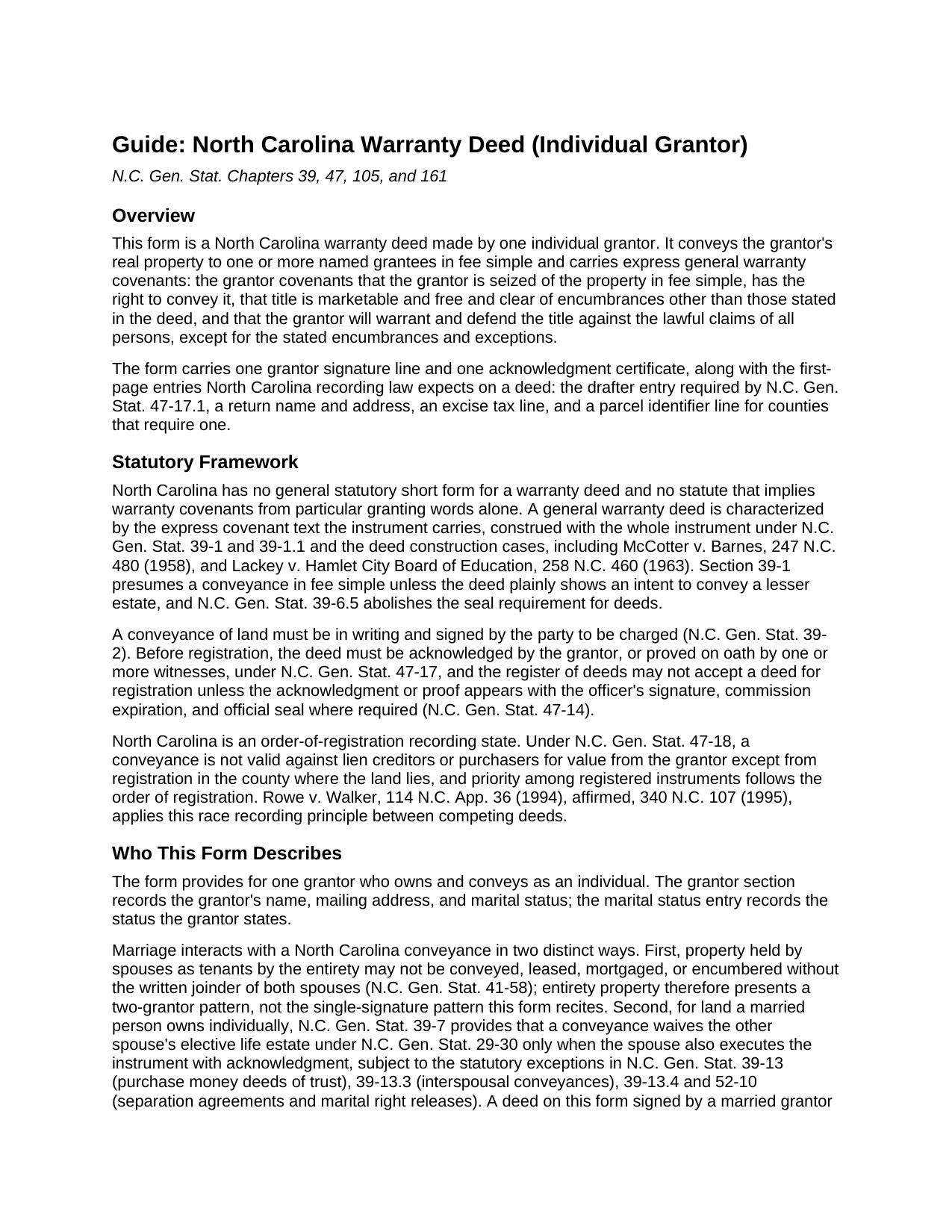 Polk County Warranty Deed (Individual Grantor) Guide