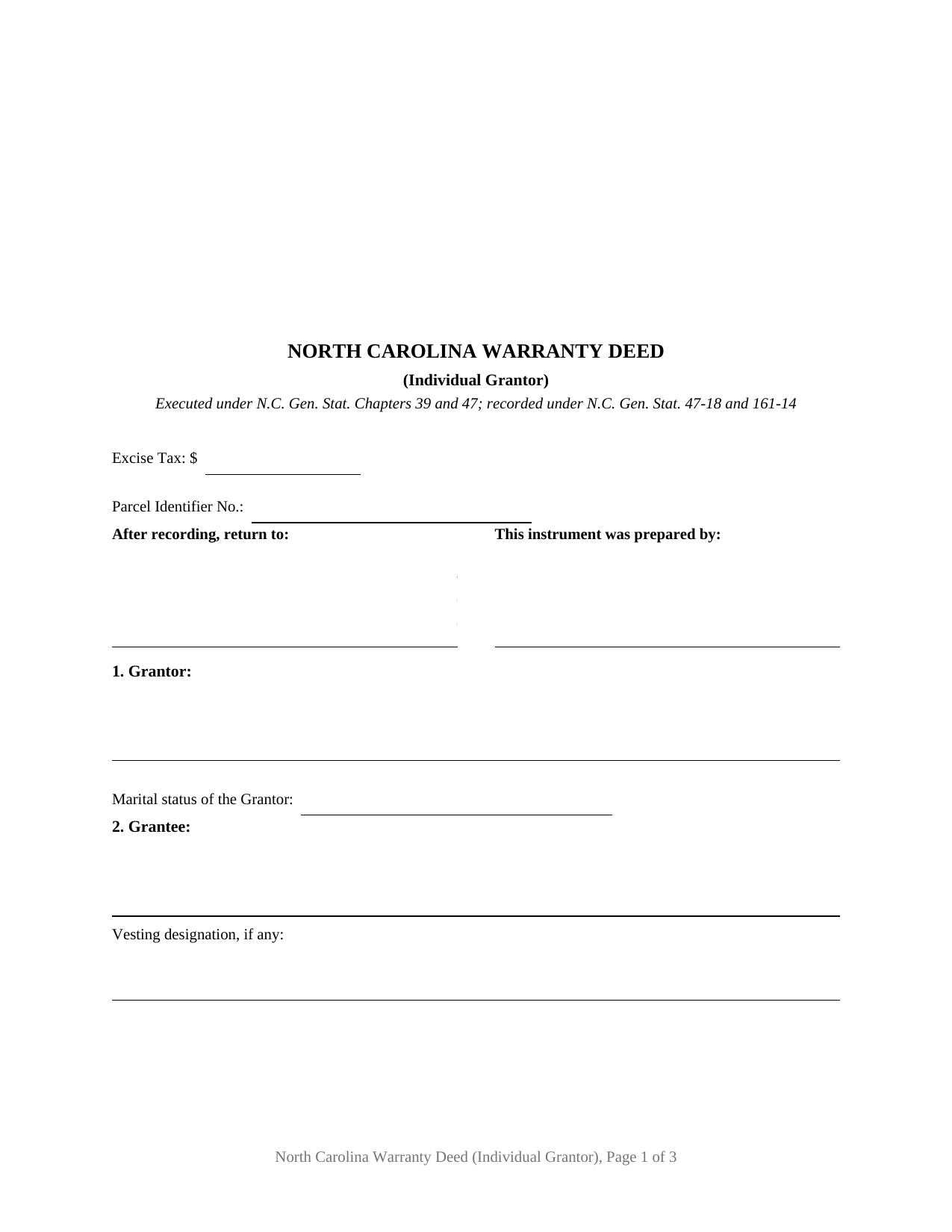 Polk County Warranty Deed (Individual Grantor) Form
