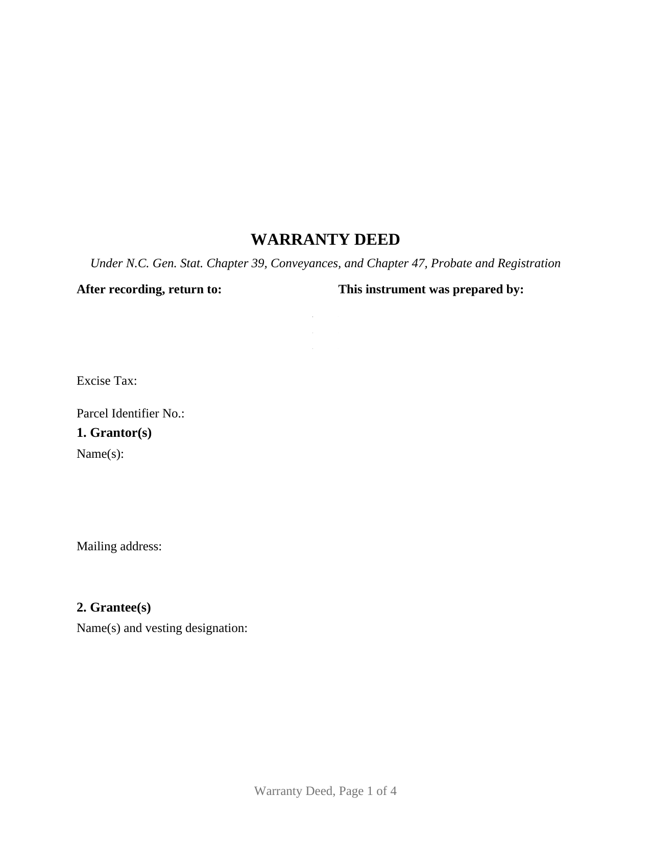 Gates County Warranty Deed Form