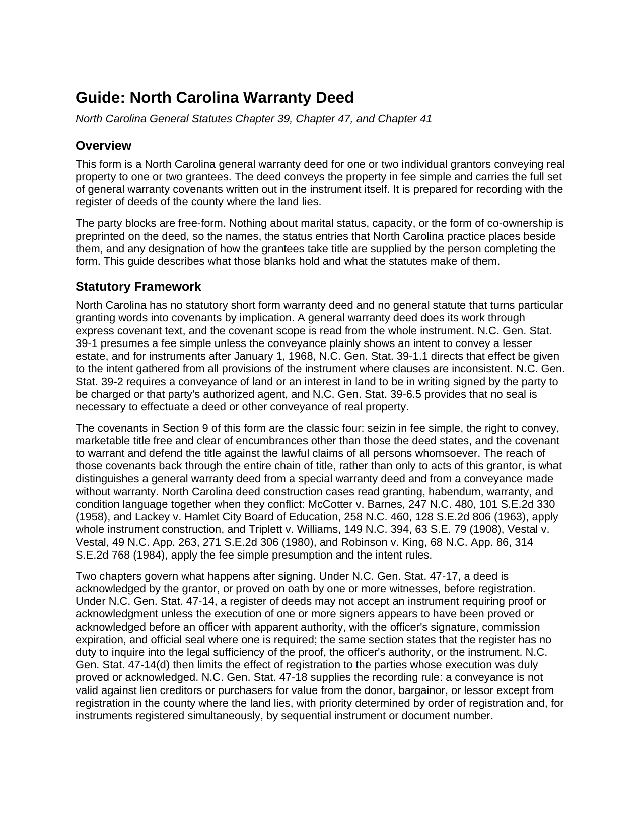 Gates County Warranty Deed Guide