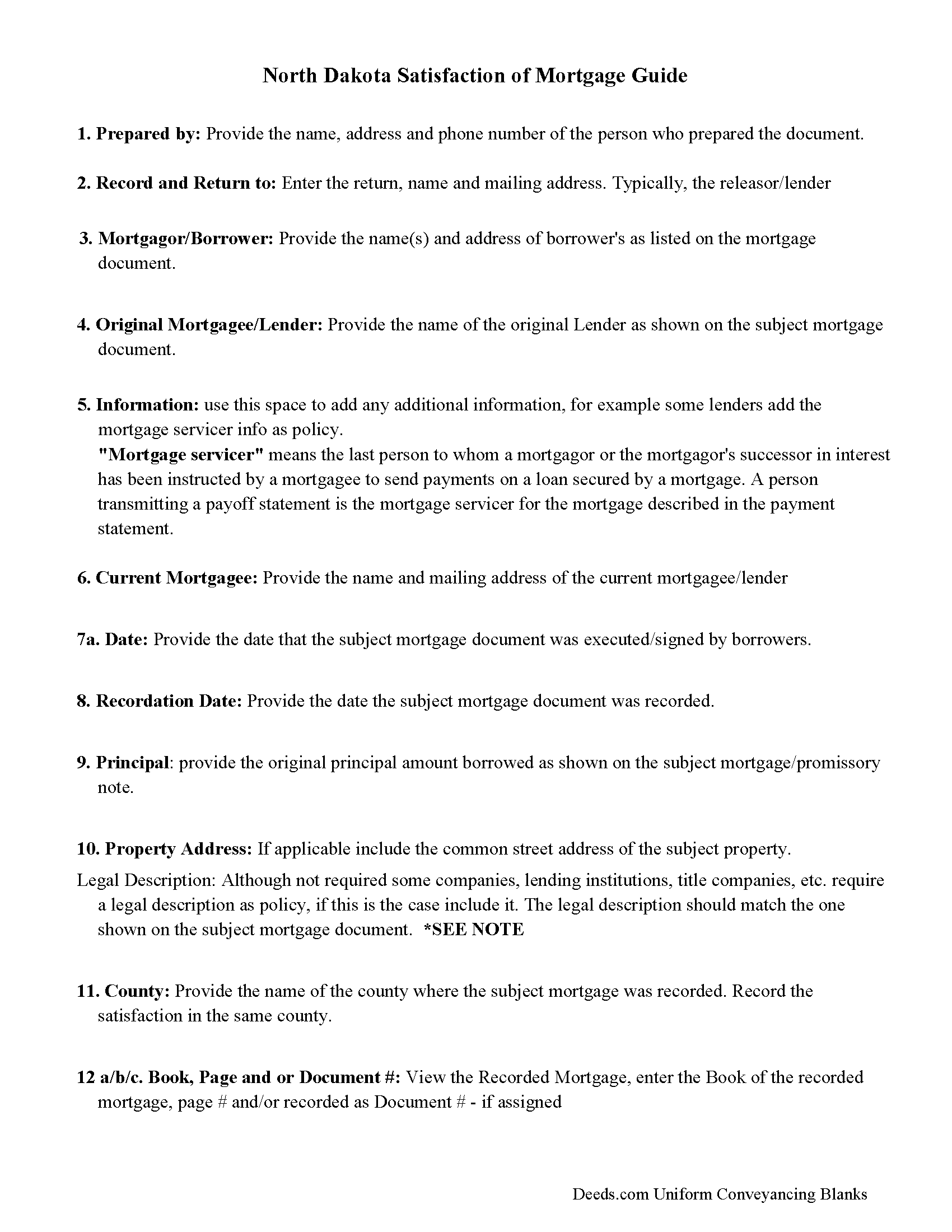 Kidder County Guidelines for Certificate of Discharge