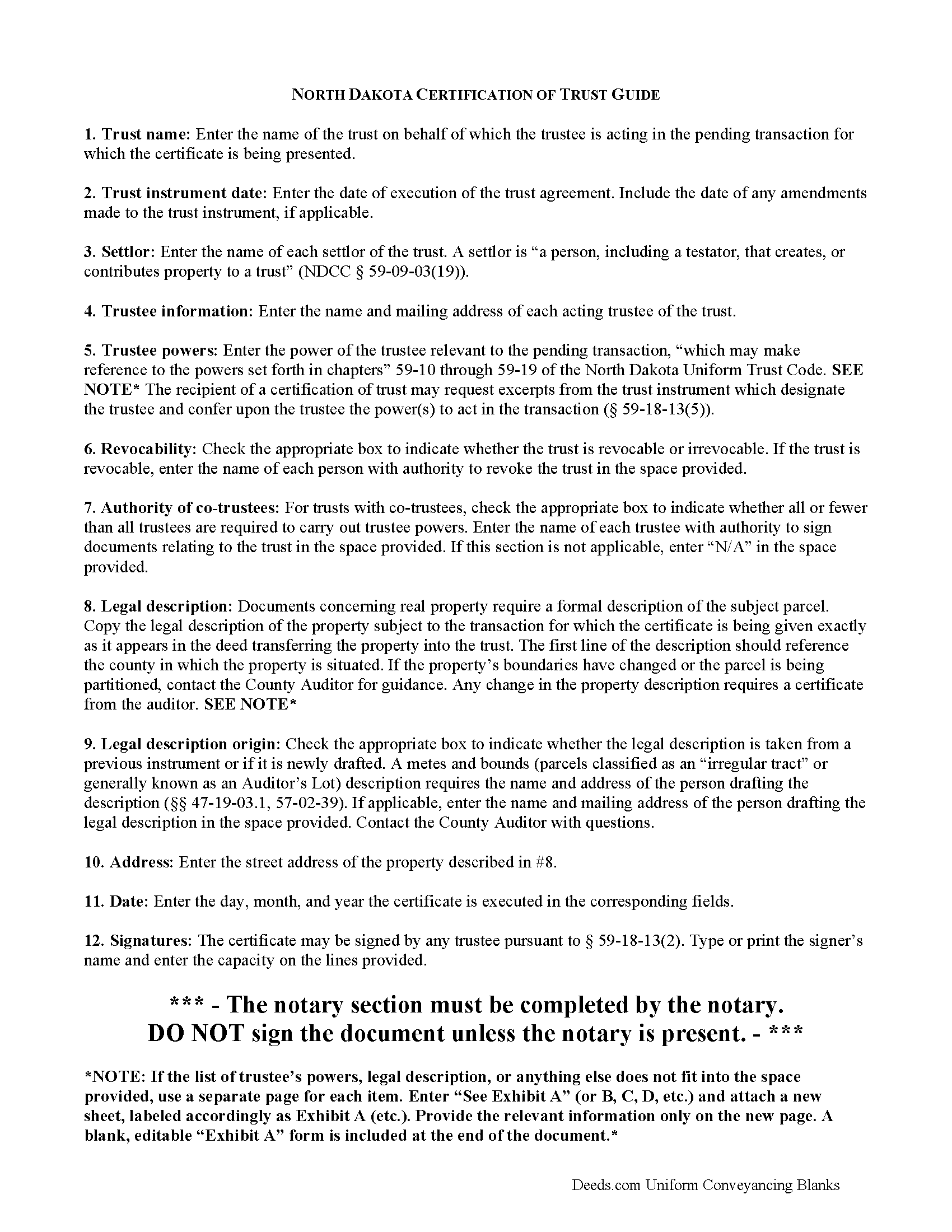 Kidder County Certificate of Trust Guide