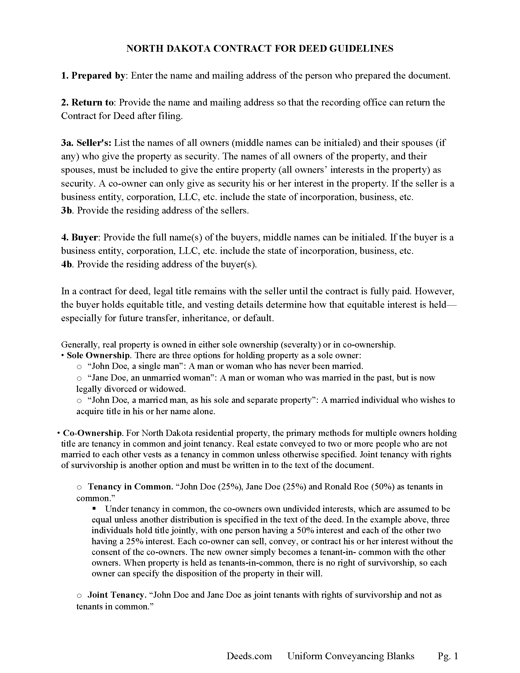 Williams County Contract for Deed Guide