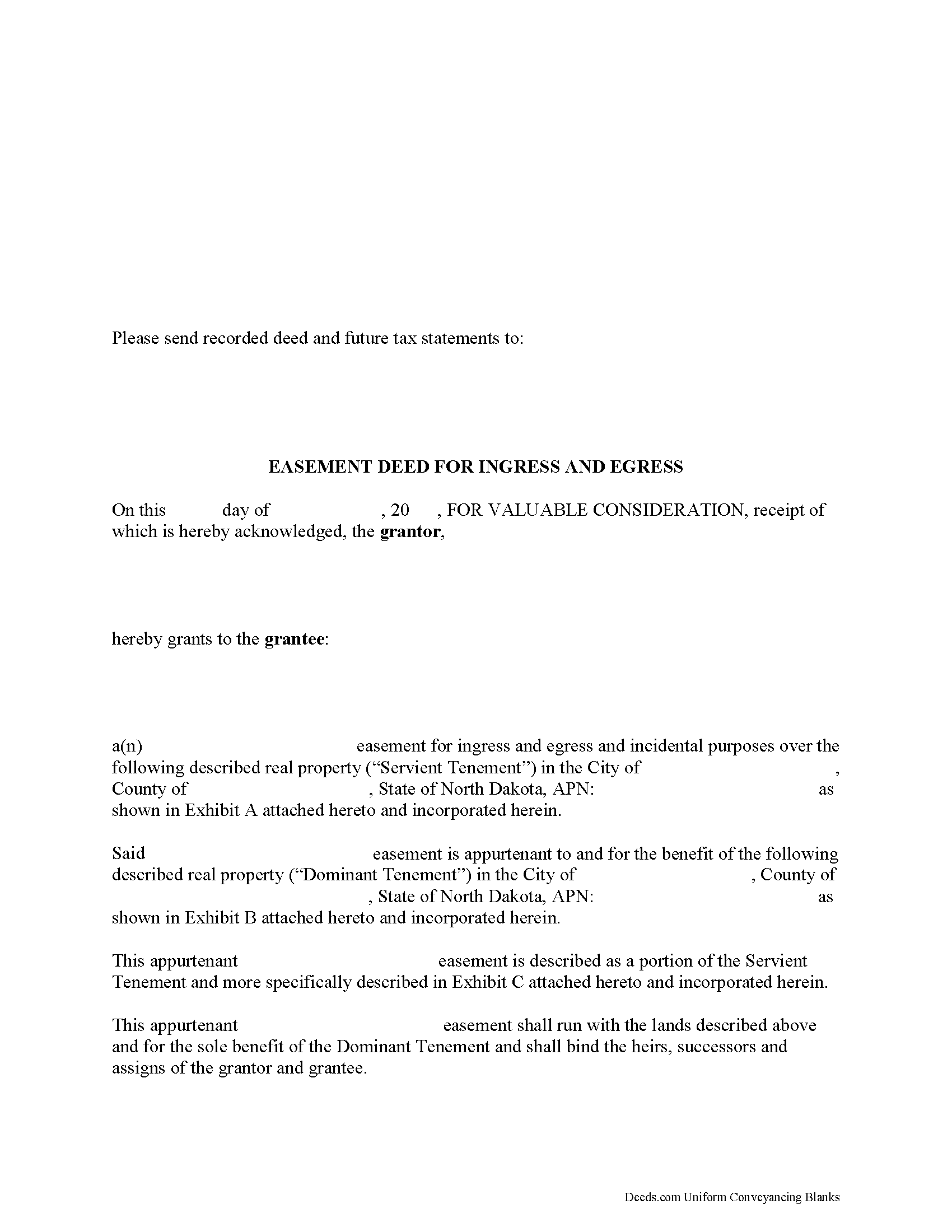 Kidder County Easement Deed Form