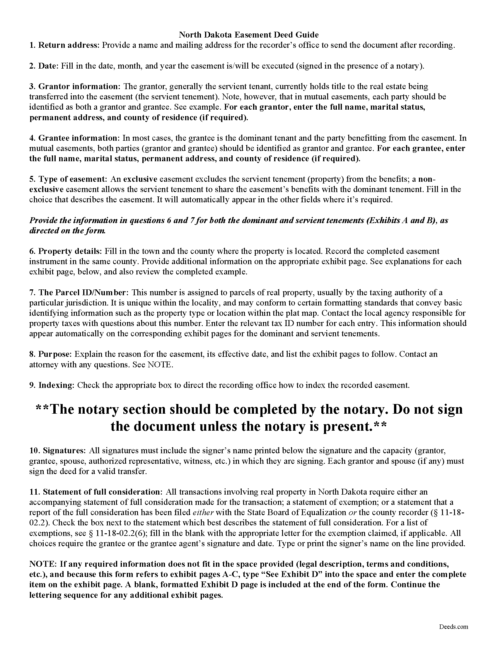 Kidder County Easement Deed Guide