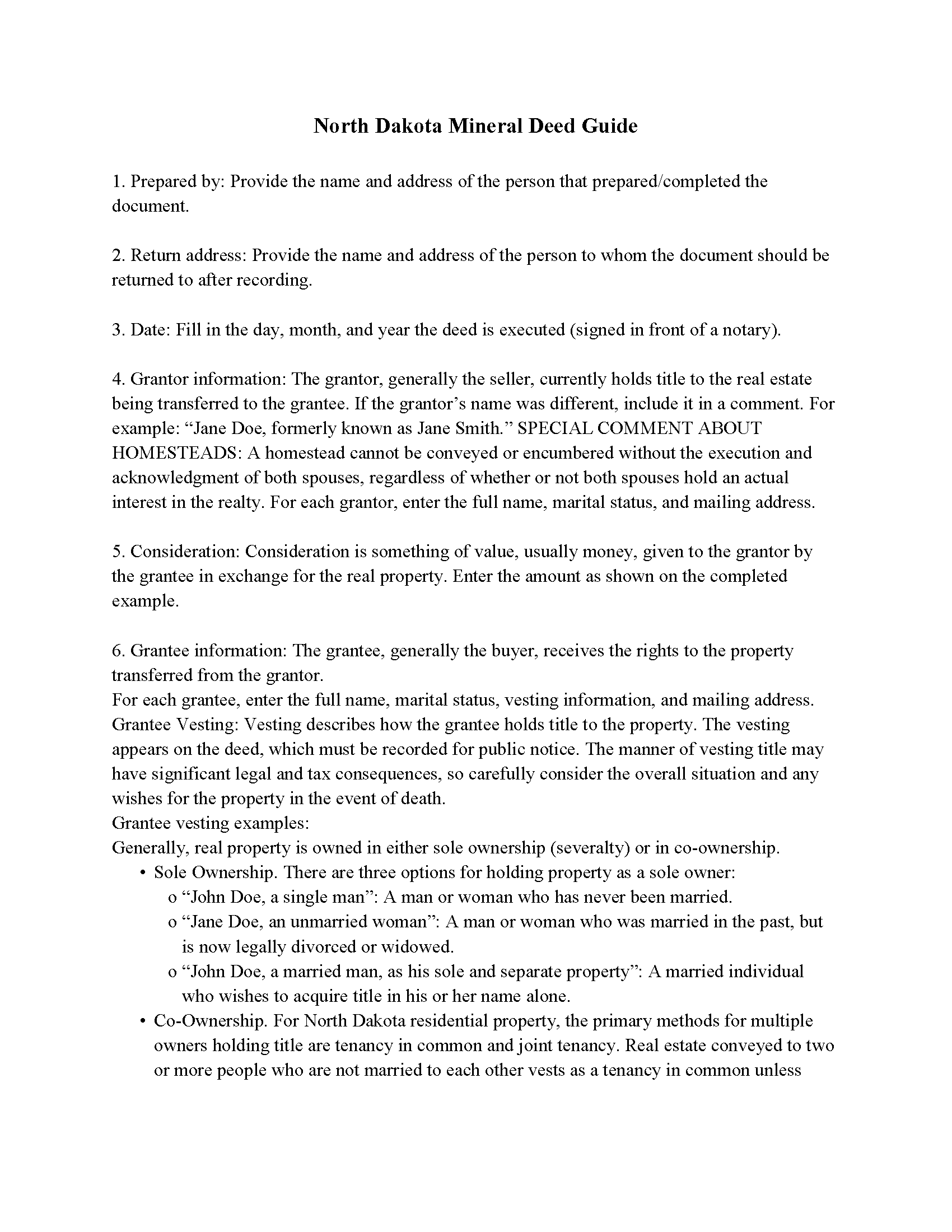 Kidder County Mineral Deed with Quitclaim Covenants Guide