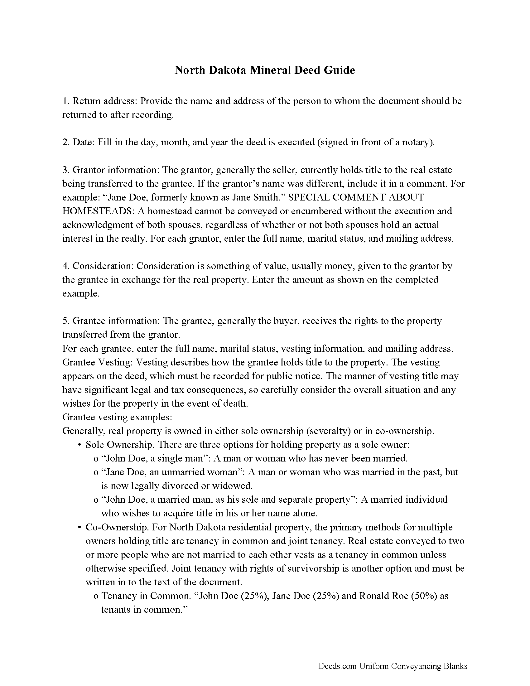 Kidder County Mineral Deed Guide