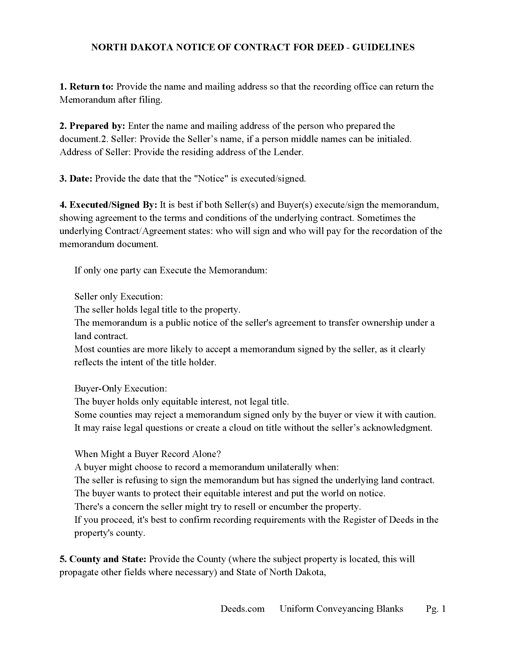 Ward County Notice of Contract for Deed Guide
