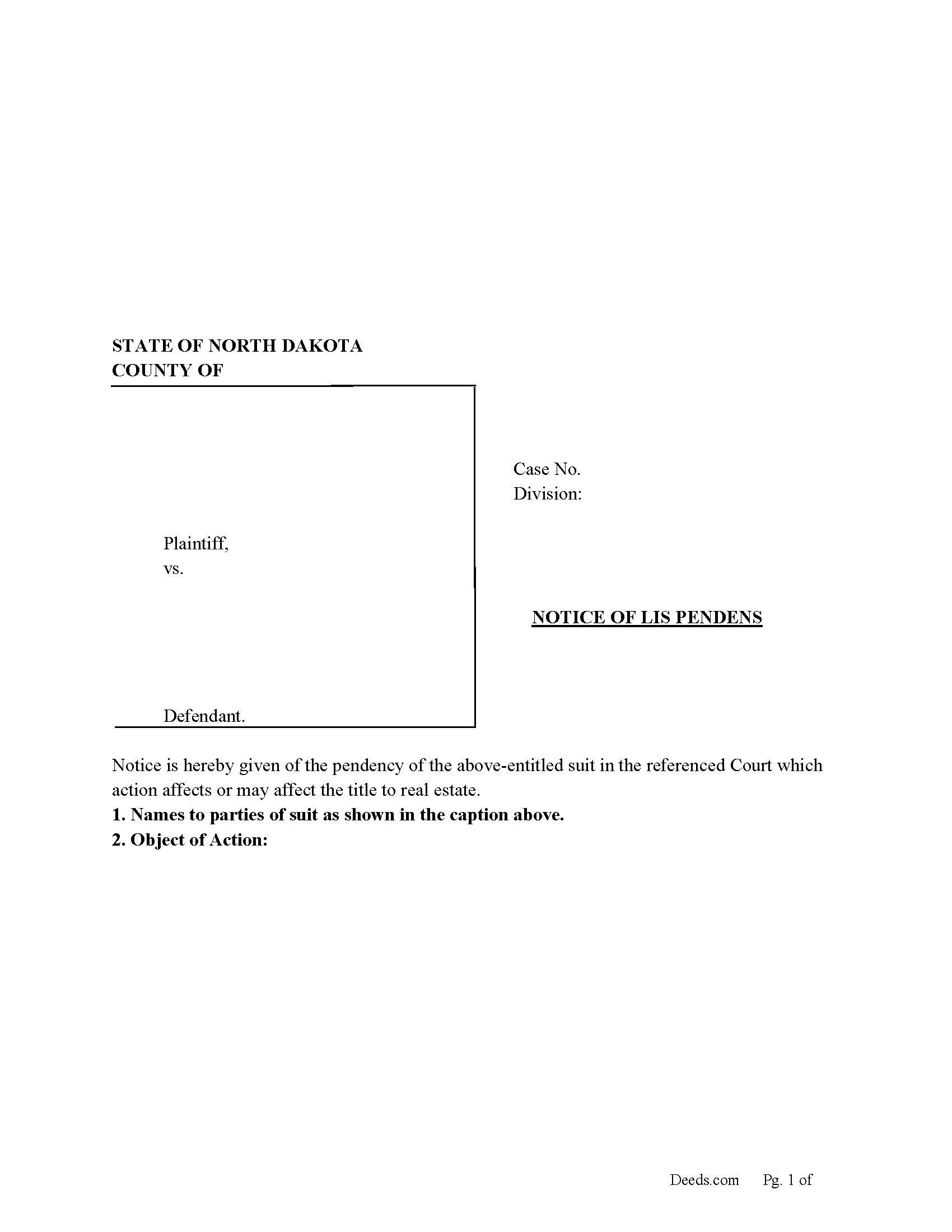 Mchenry County Notice of Lis Pendens Form