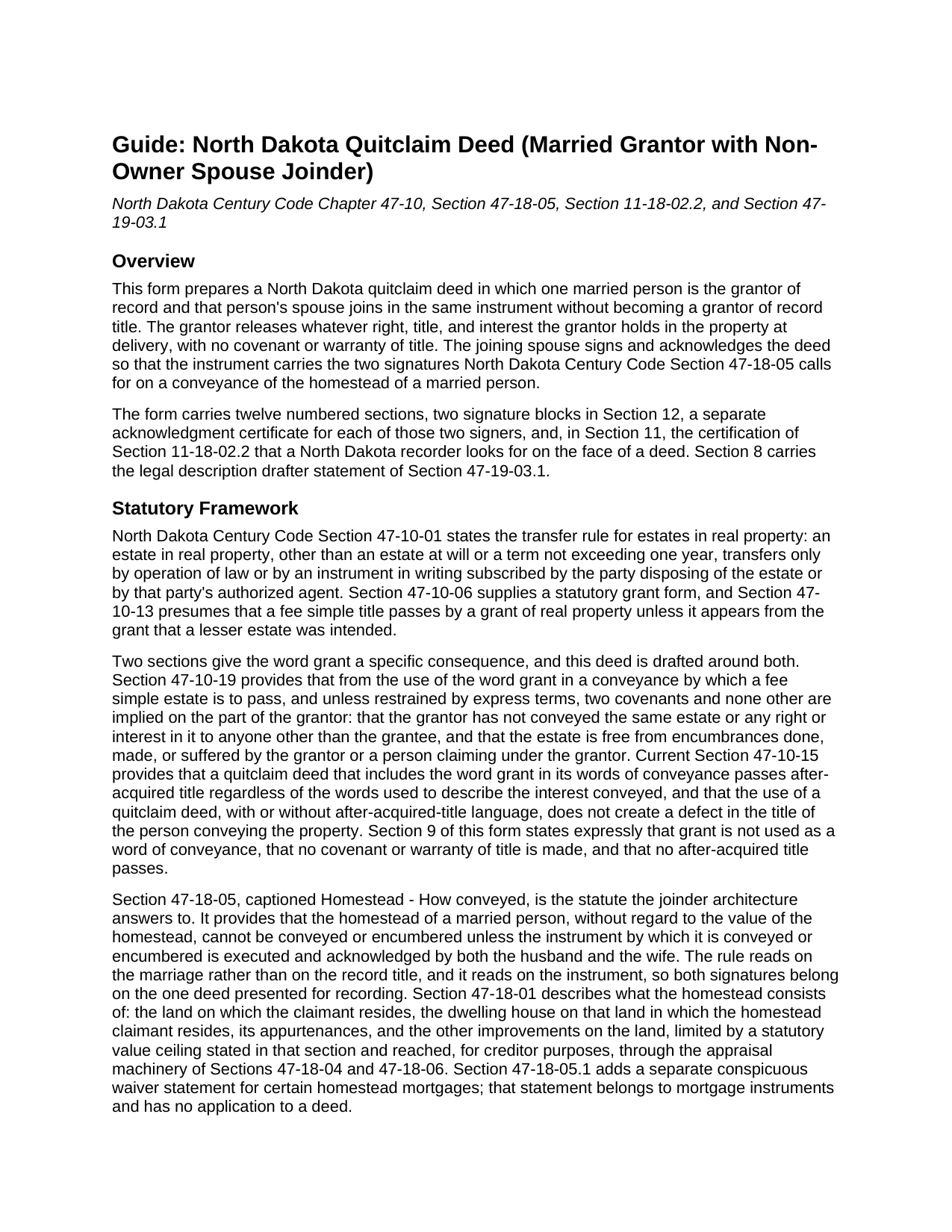 Mchenry County Quitclaim Deed (Married Grantor with Non-Owner Spouse Joinder) Guide