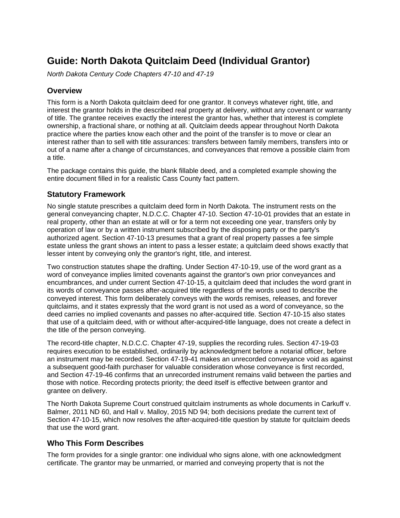Emmons County Quitclaim Deed Guide