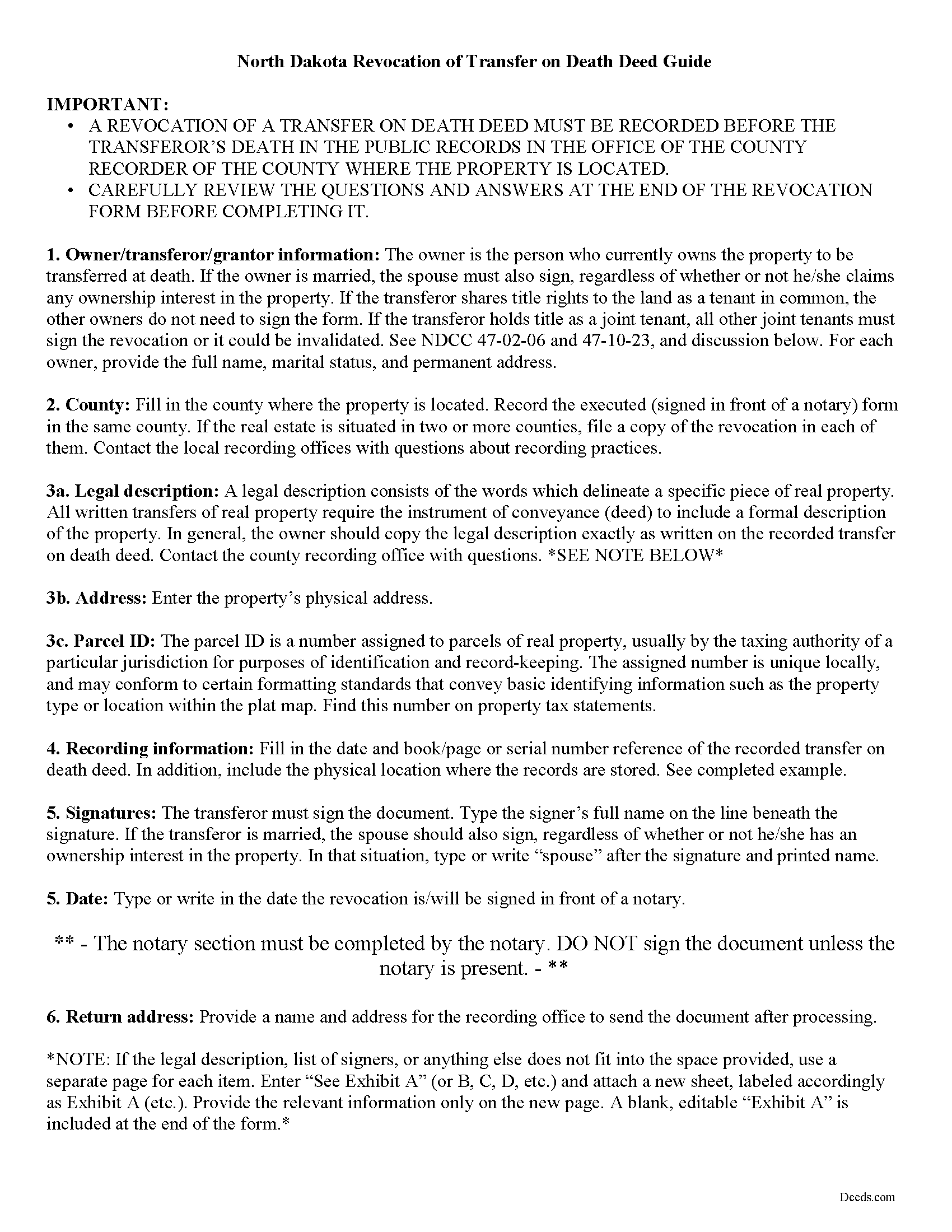 Kidder County Transfer of Death Revocation Guide