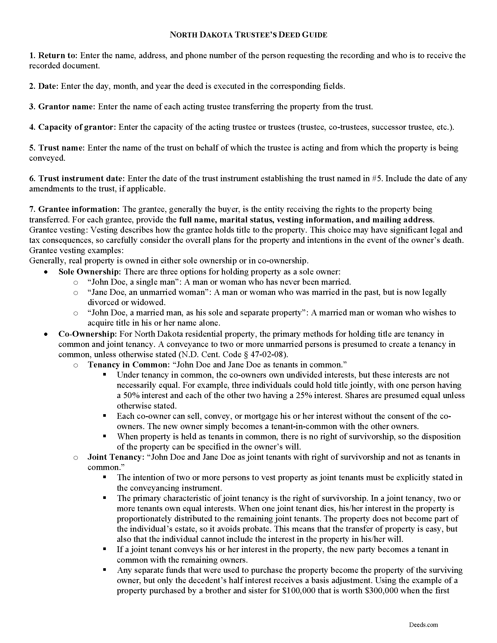 Kidder County Trustee Deed Guide