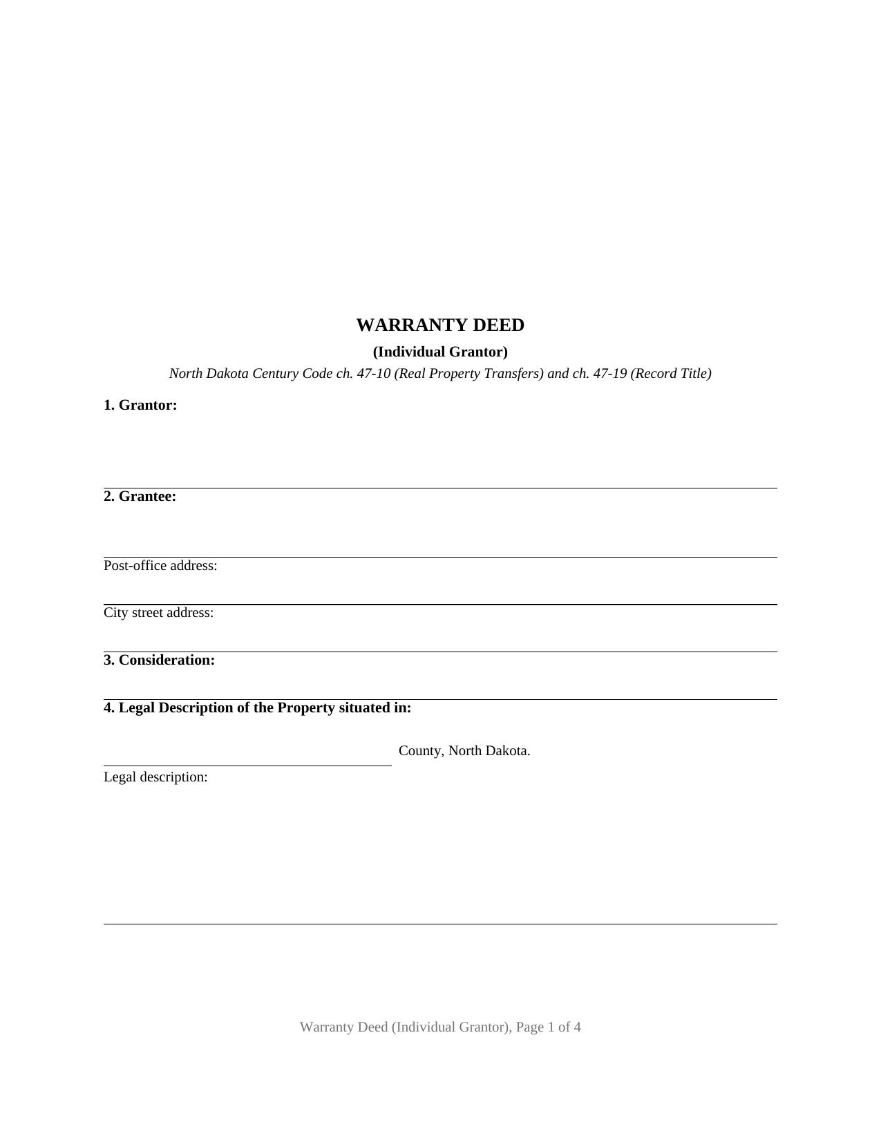 Griggs County Warranty Deed Form