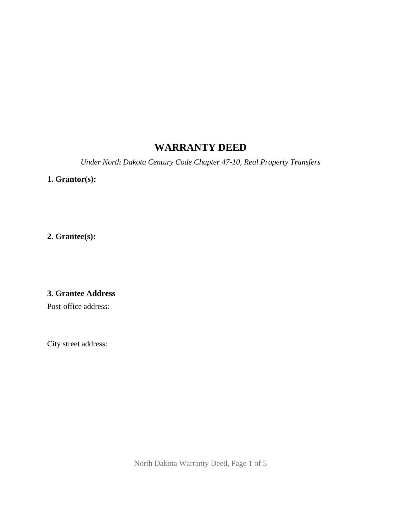 Griggs County Warranty Deed Form