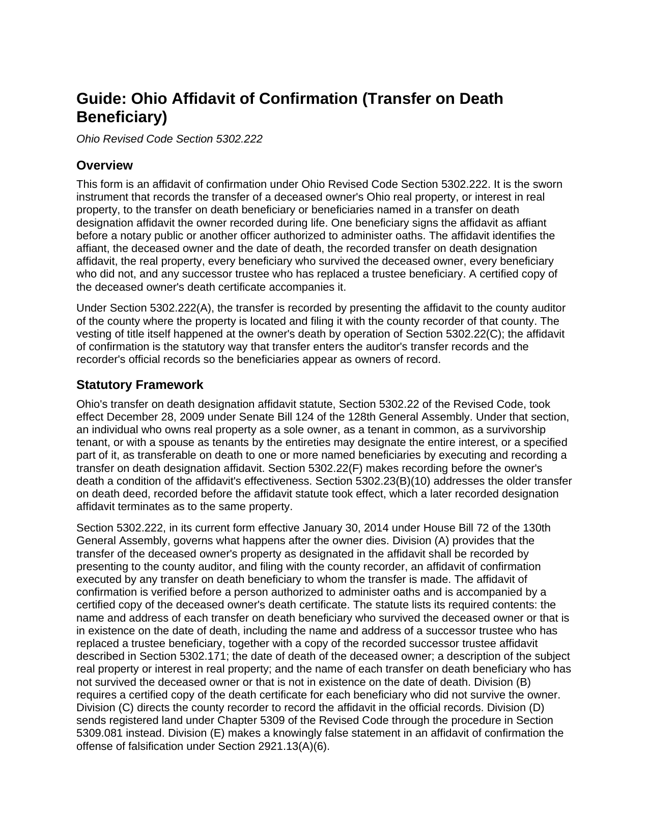 Richland County Affidavit of Confirmation Guide