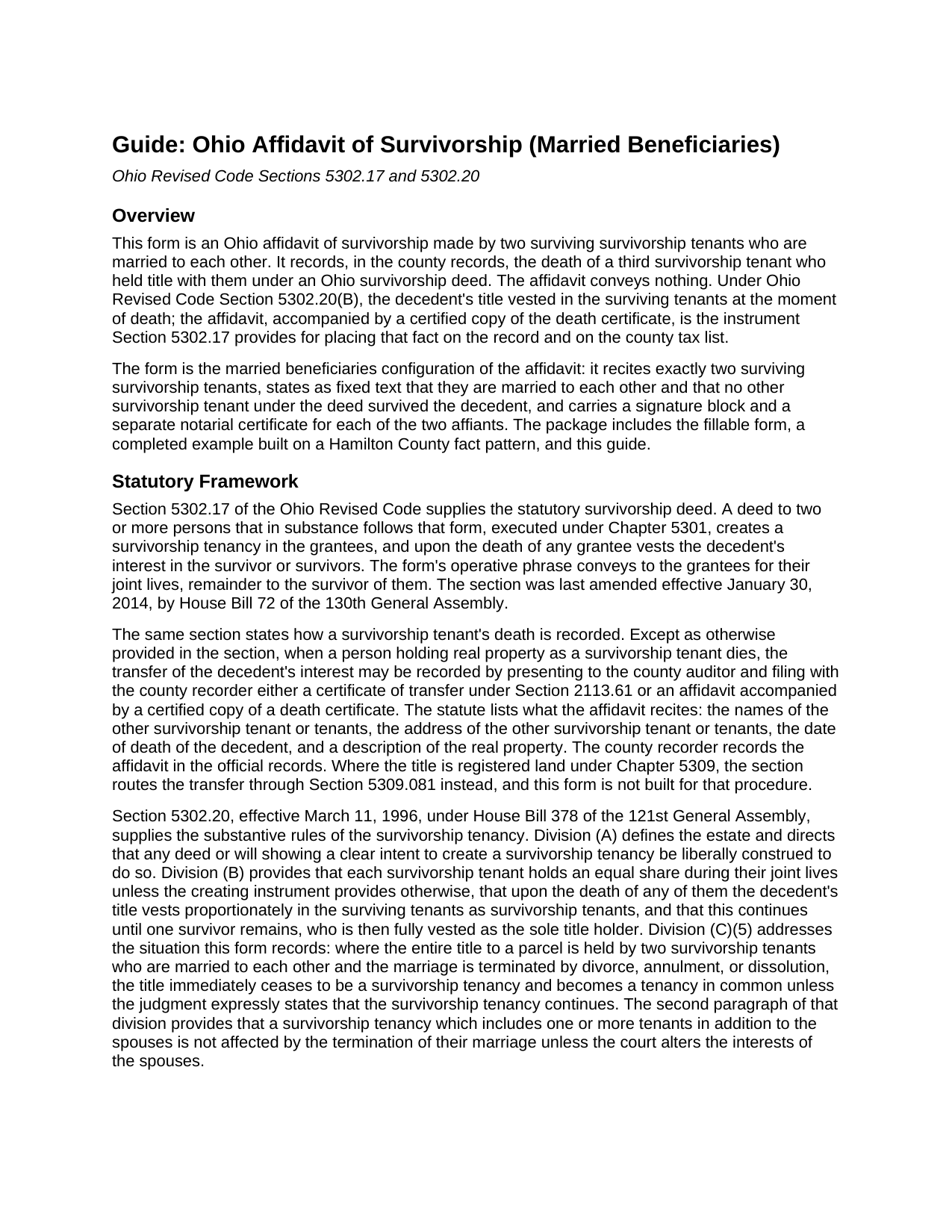 Clinton County Affidavit of Survivorship (Married Beneficiaries) Guide