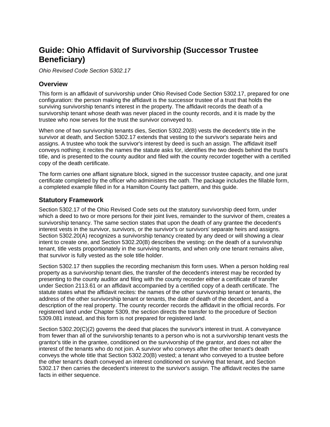 Clinton County Affidavit of Survivorship (Successor Trustee Beneficiary) Guide